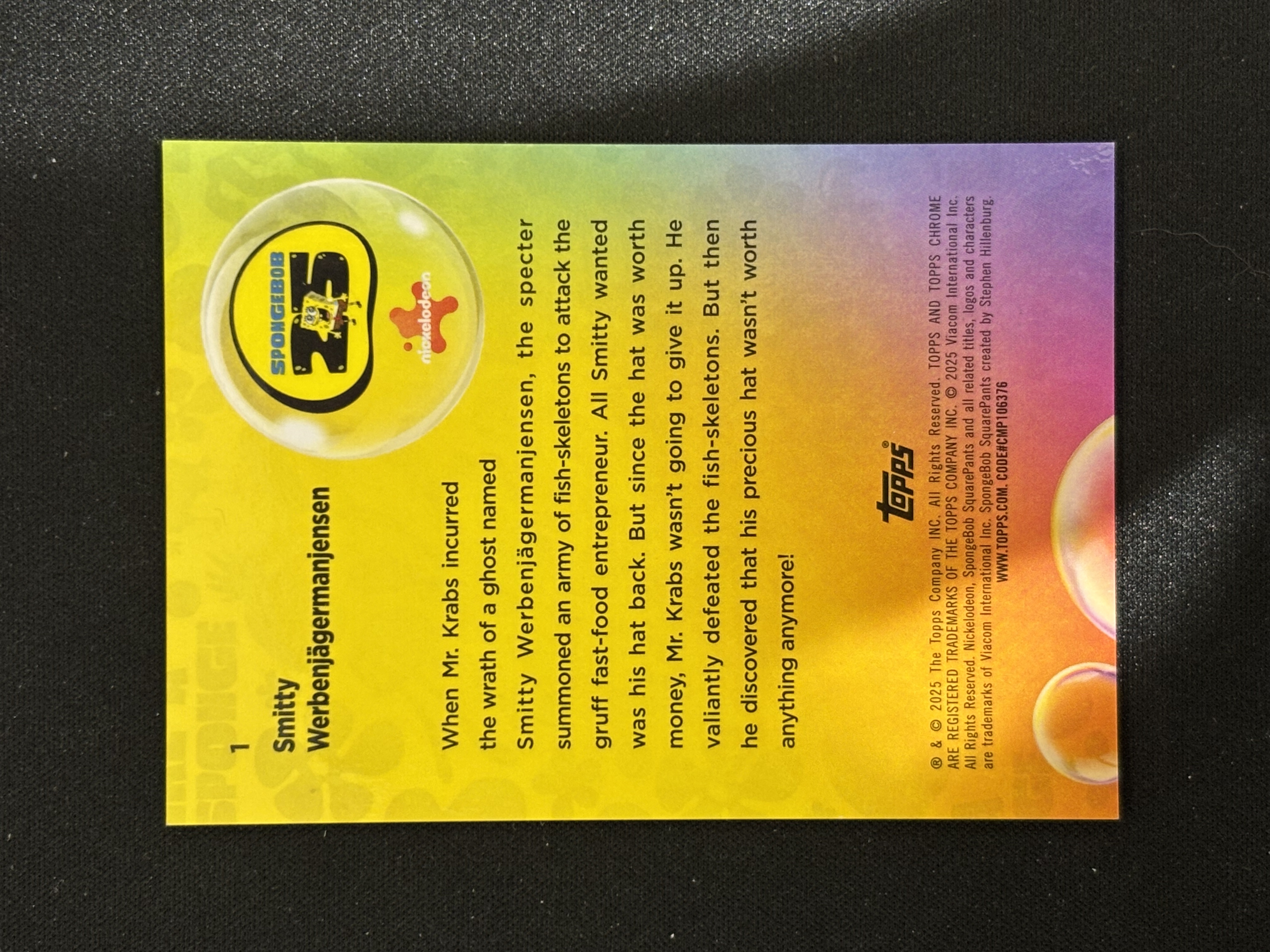 2025 Topps SpongeBob SquarePants Smitty Werbenjagermanjensen Chrome 海绵宝宝25周年 沃本耶格曼詹森 金折 50编 卡品如图 - 顾