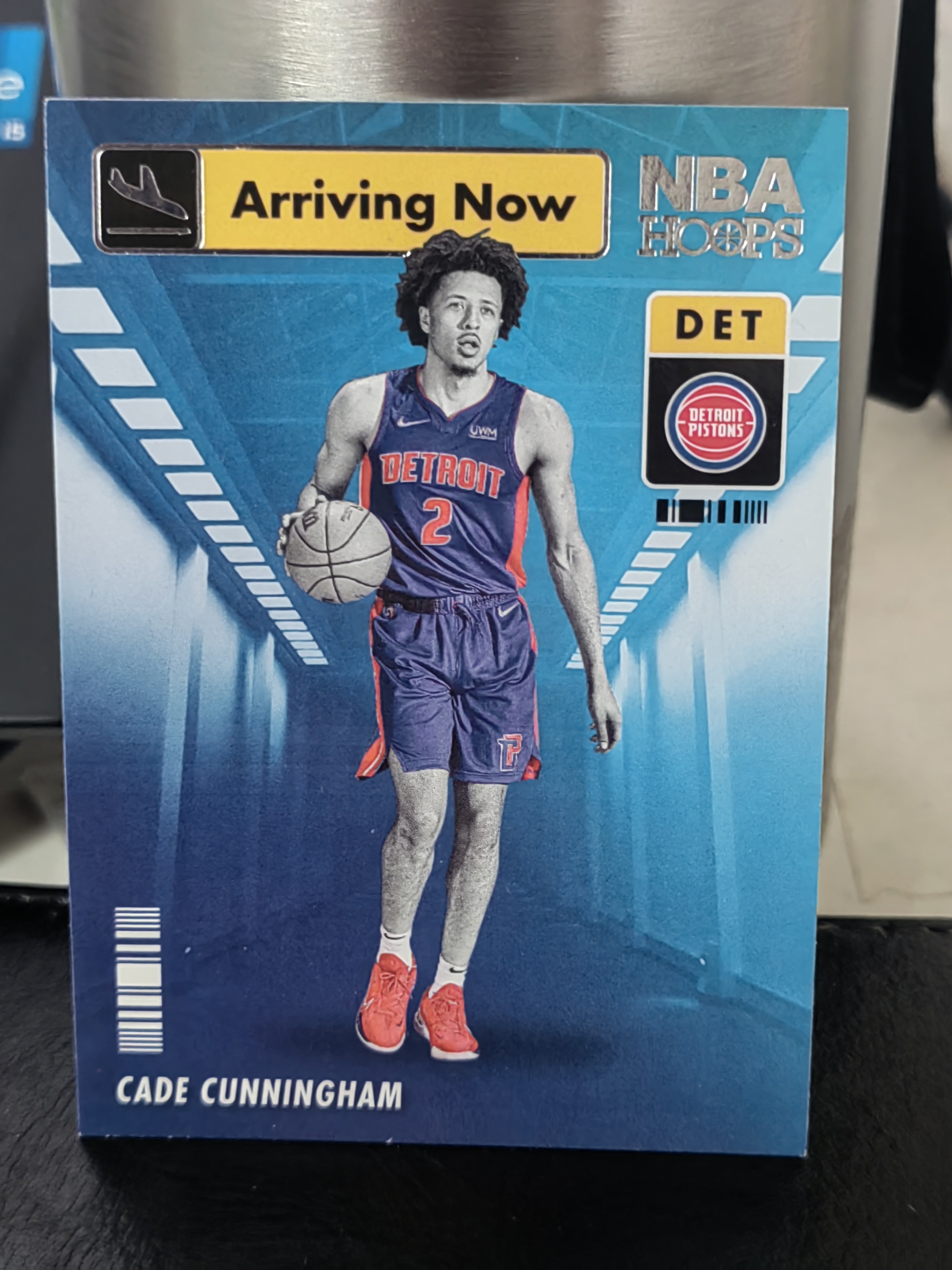 2021-22 Panini NBA Hoops Cade Cunningham RC Hoops 新秀 凯德坎宁安 活塞 特卡 机场到达 篮 白边白角 不保卡品 卡品如图