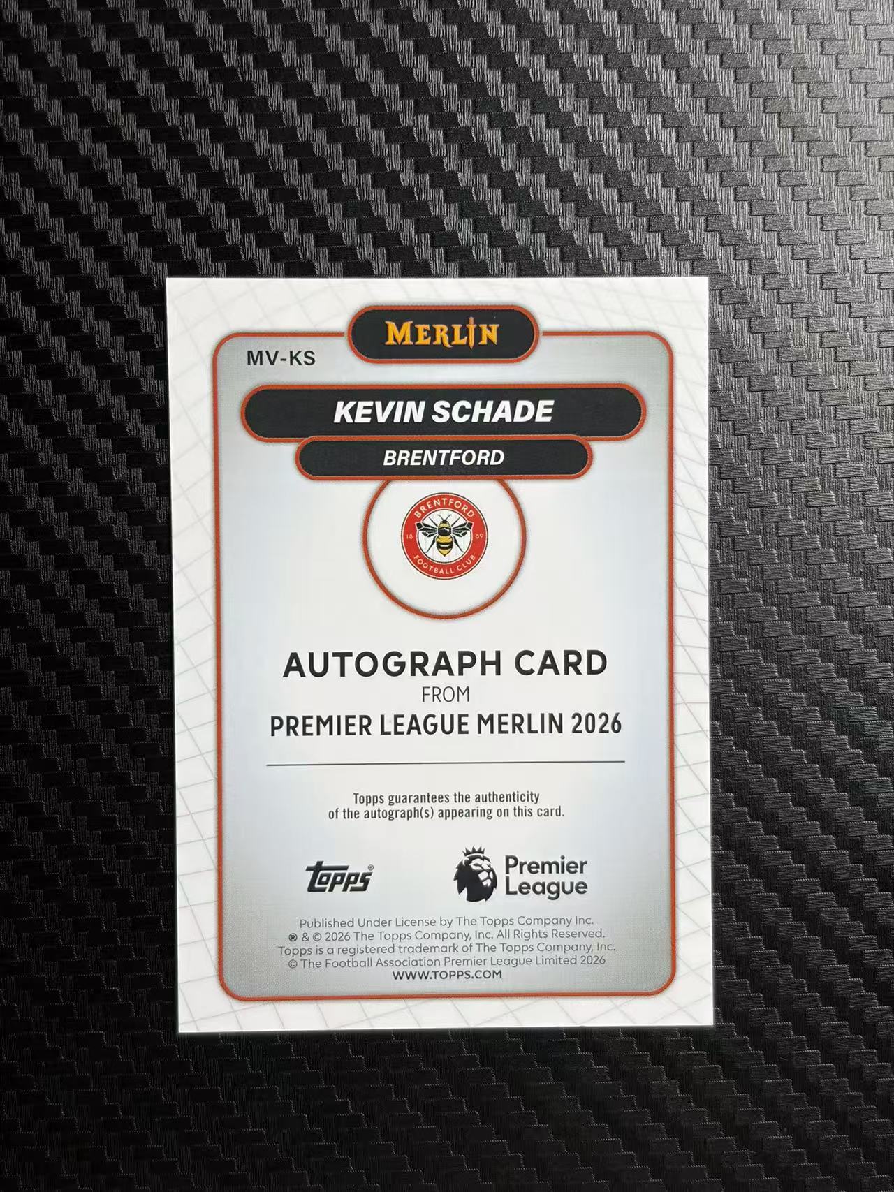 2026 Topps MERLIN Kevin Schade 英超 梅林 布伦特福德 凯文 沙德 蓝折 150编 签字 卡品如图 拍前看描述 不累计