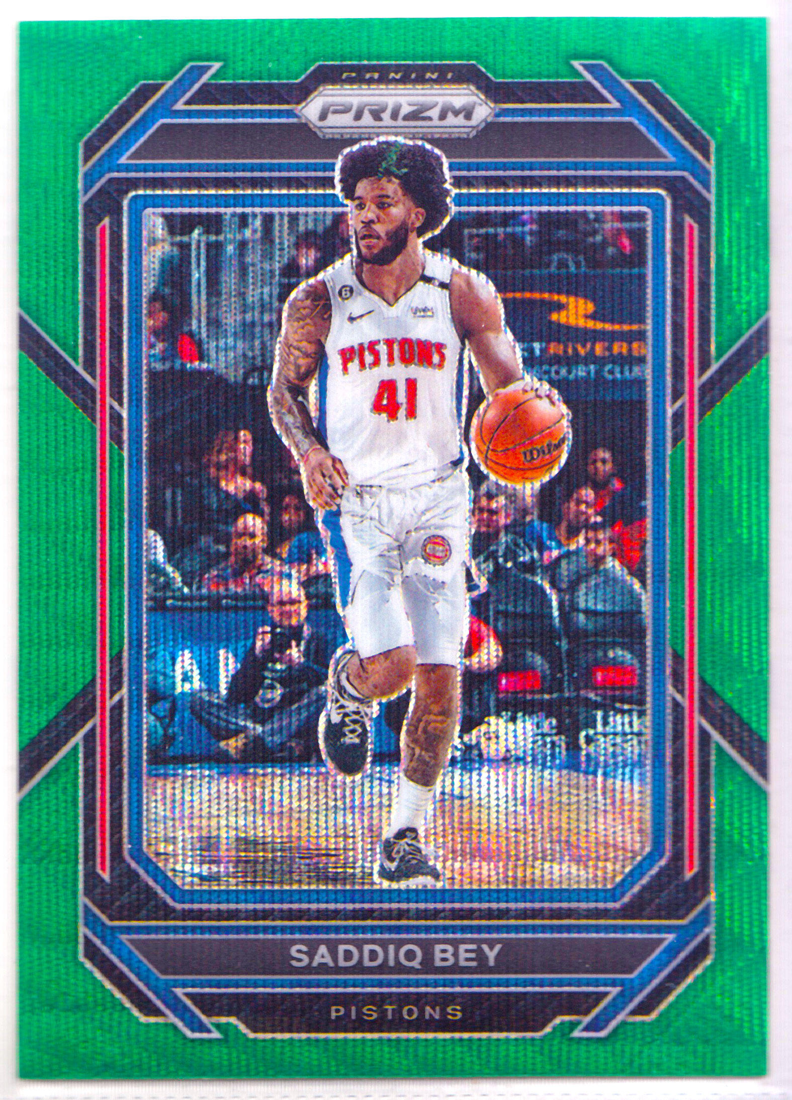 【ABC1 Card Market】2022-23 Panini Prizm Saddiq Bey 萨迪克 贝 Detroit Pistons 底特律活塞 Base Set 基础卡 Green Wave 绿波纹折 #84 PZ13853
