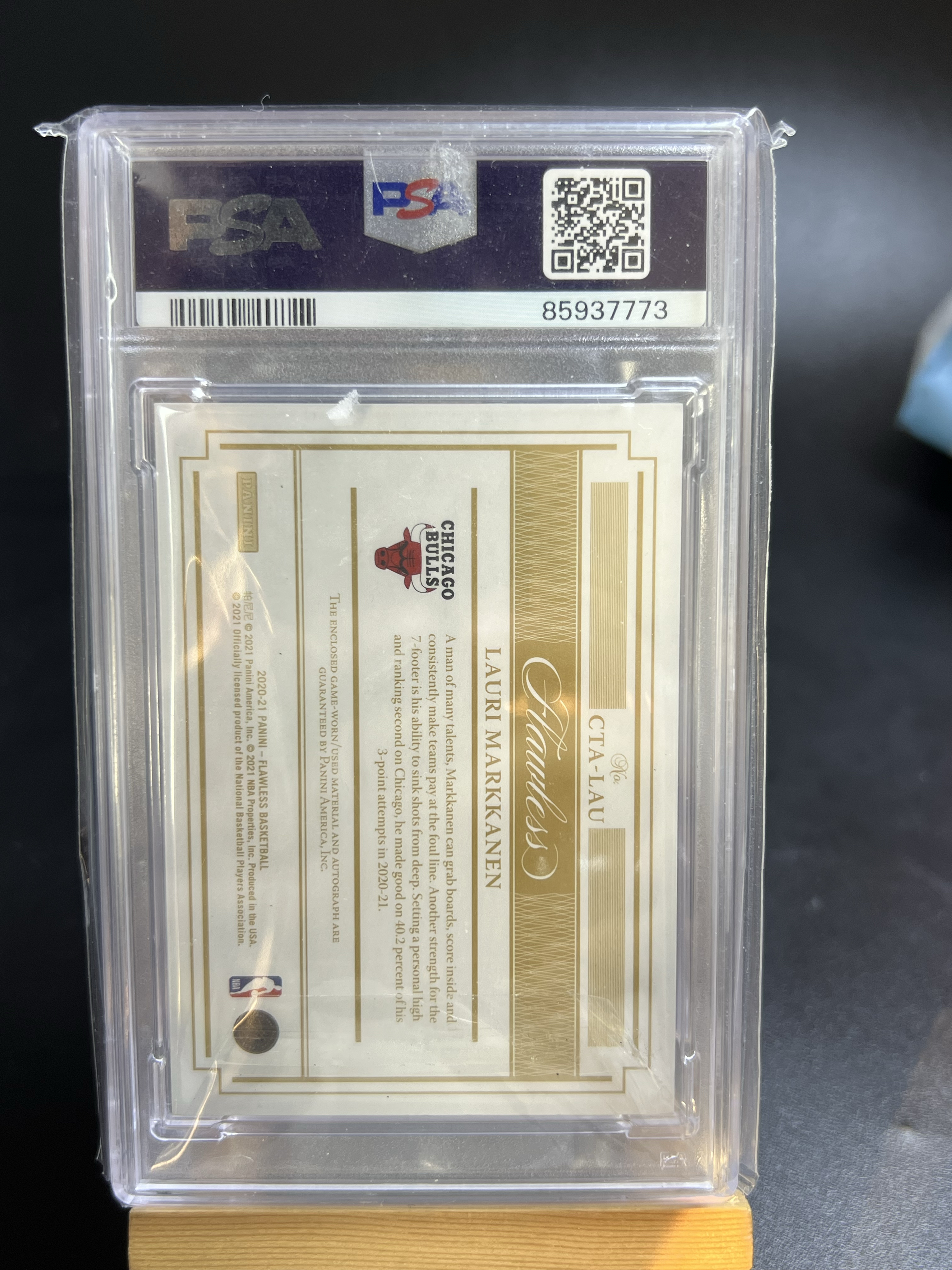 2020-21 Panini Flawless Lauri Markkanen 手提 公牛 马尔卡宁 签字 卡签 球衣 物料 patch 冠军 TAG 1/2编 湖水蓝 爵士 芬兰战神 psa8 魔丸