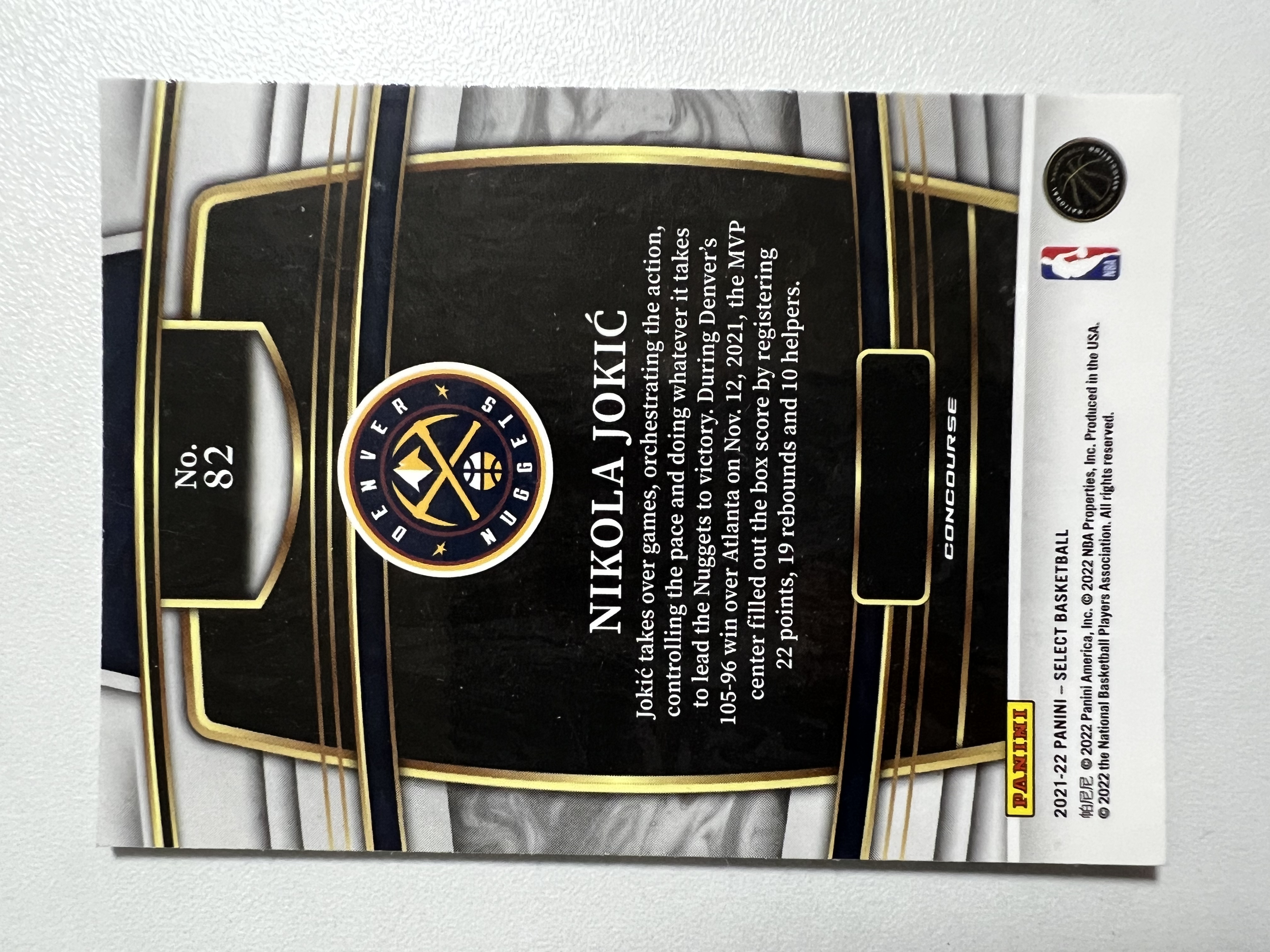 2021-22 Panini Select Nikola Jokic 尼古拉·约基奇 约老师 掘金 lt (QYANG-A04)收藏凑套 卡品如图 免费代拍