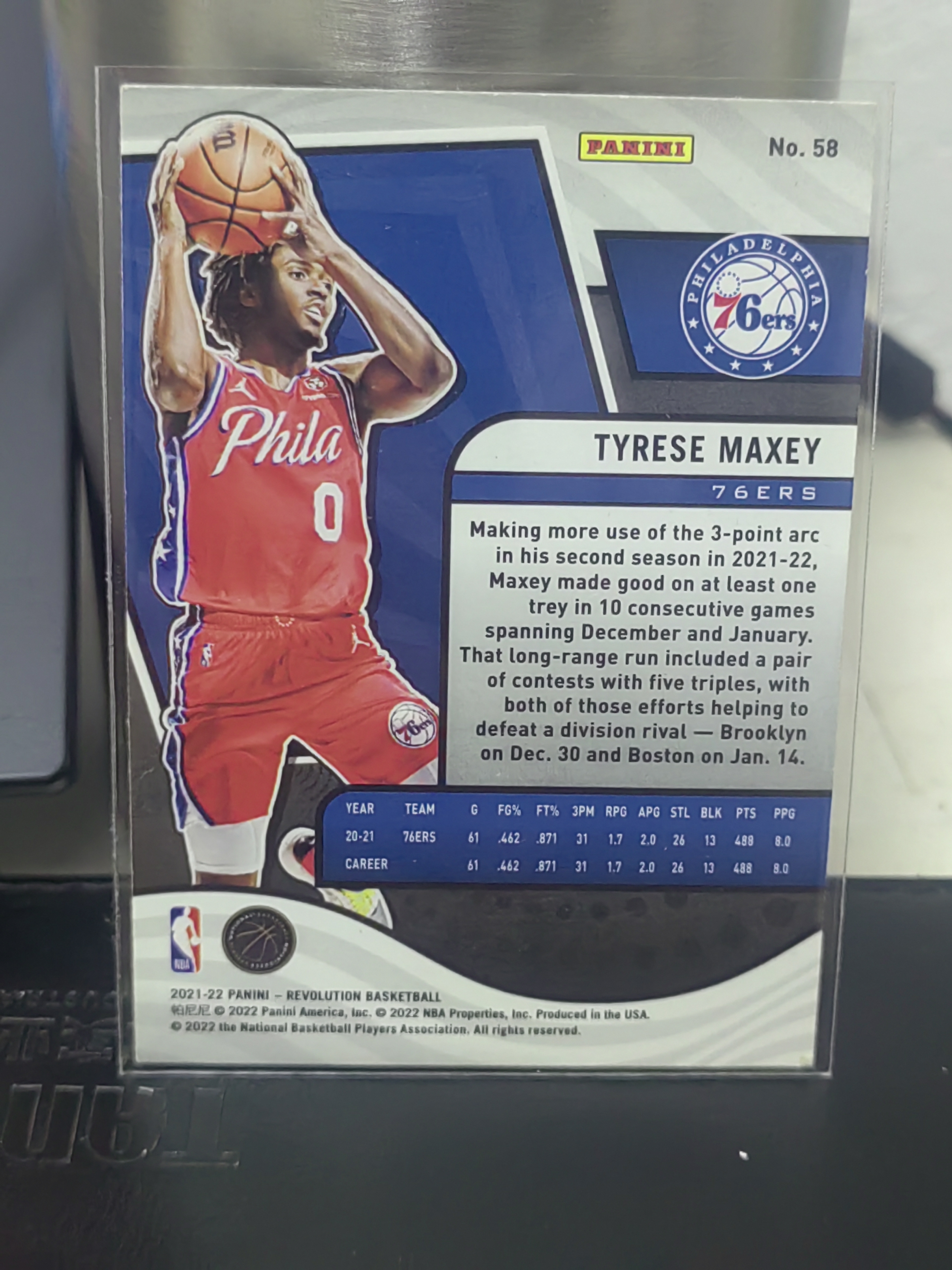 2021-22 Panini Revolution Tyrese Maxey 革命 泰雷塞 马克西 76人 第一张 篮 白边白角 不保卡品 卡品如图