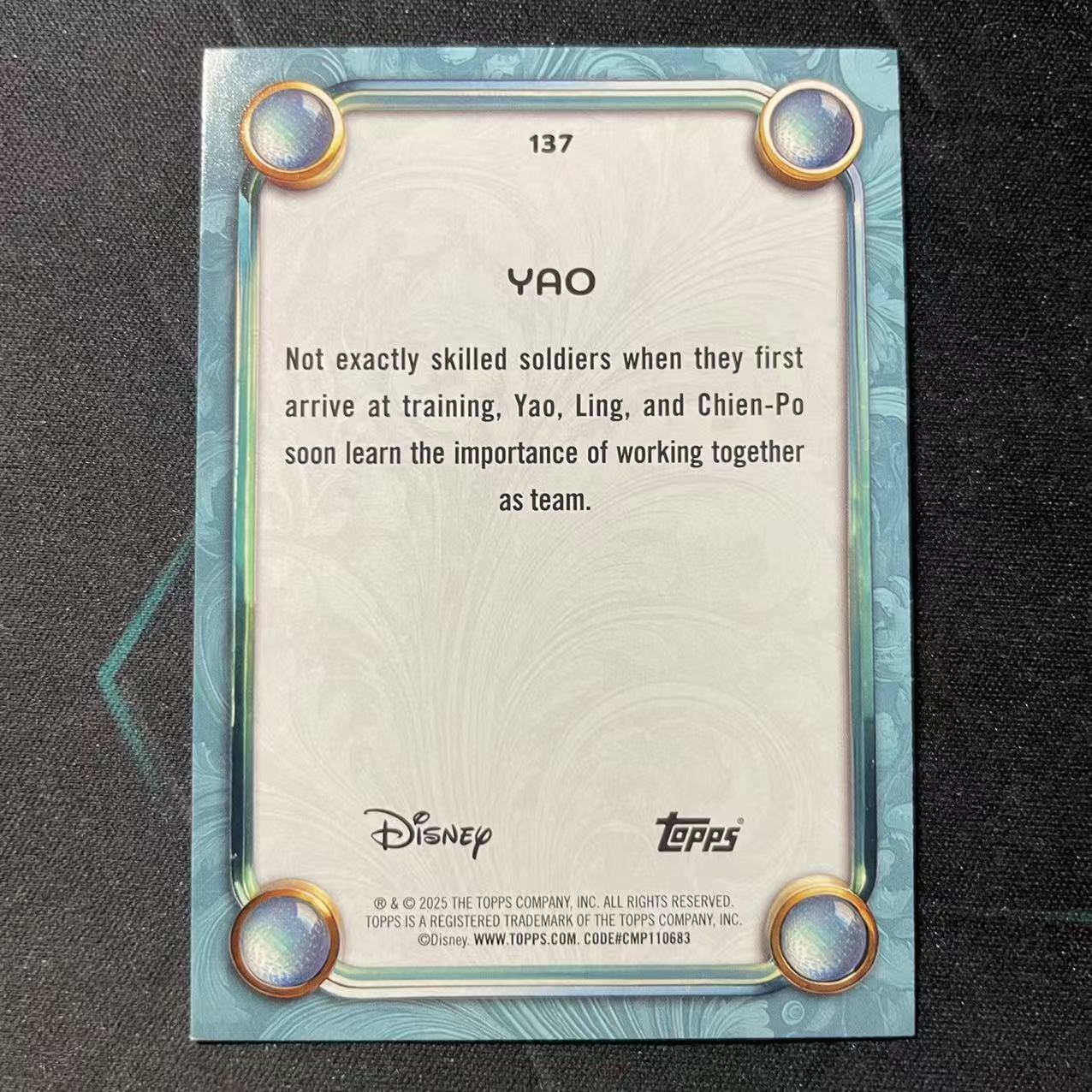 【小旋风拍卖】2025 Topps Disney Wonder Yao 尧 花木兰 银折 迪士尼 658(汤姆)