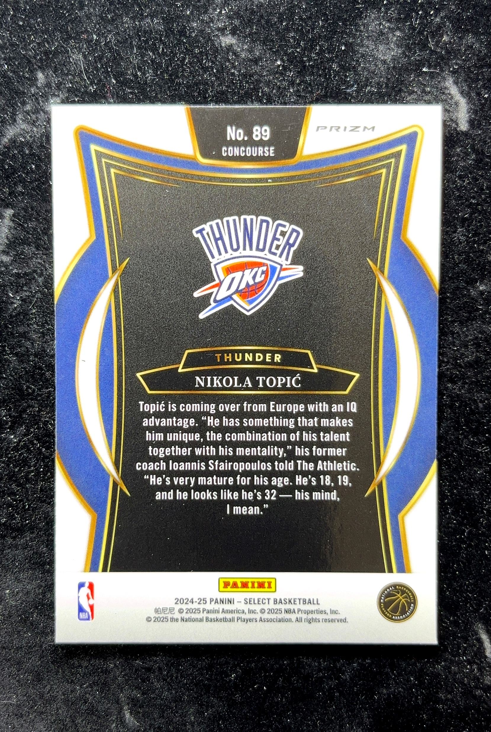 【小白1%代卖】2024 Panini SELECT PRIZM NIKOLA TOPIĆ 尼古拉·托皮奇 绿折 折射 新秀 RC 卡品如图 高价值 #89 OKC 俄克拉荷马城雷霆 0702