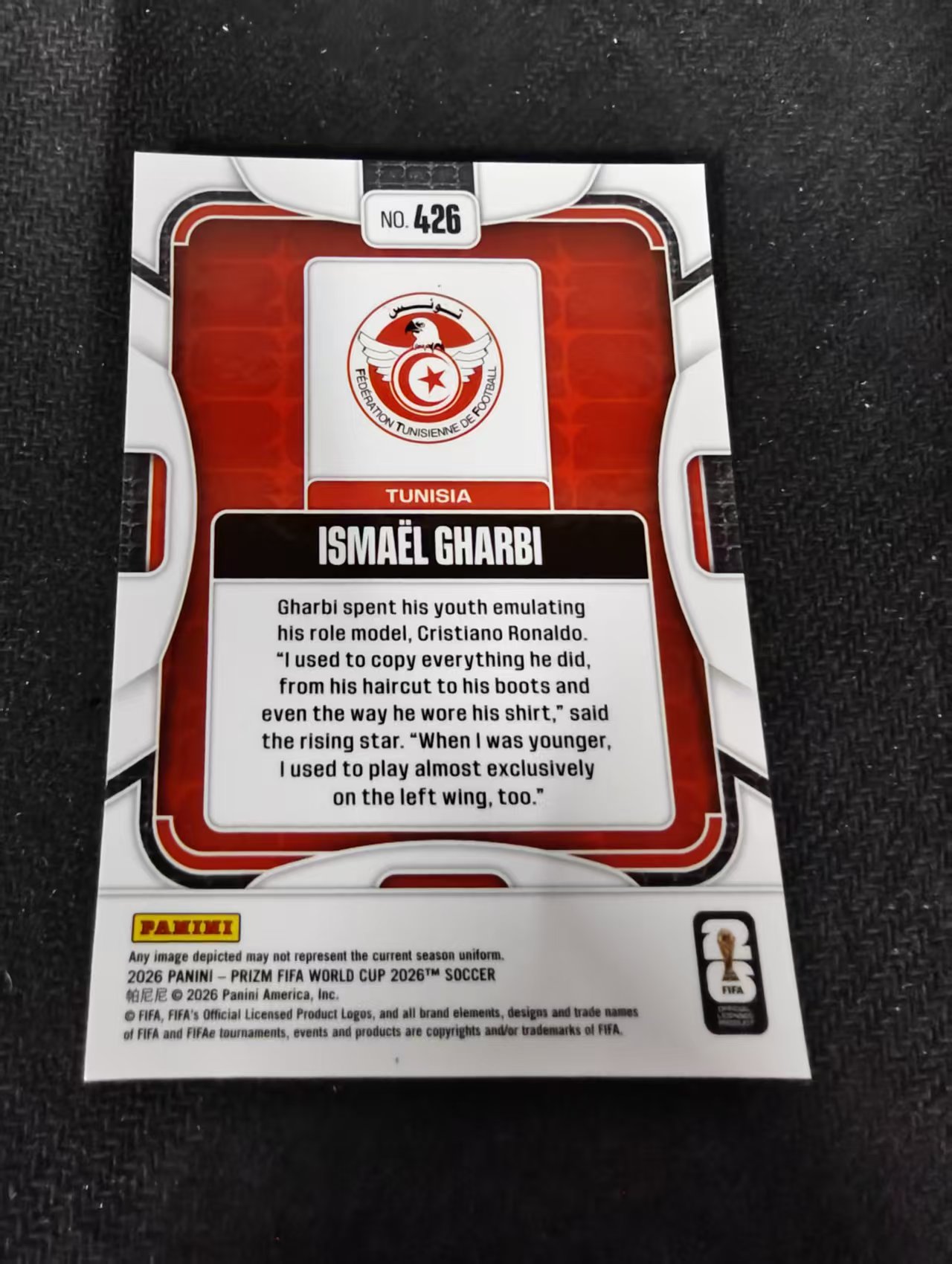 2026 Panini World Cup Prizm Ismael Gharbi 世界杯PZ 突尼斯 伊斯梅尔加尔比 PZ世界杯 划痕 边角瑕疵#426