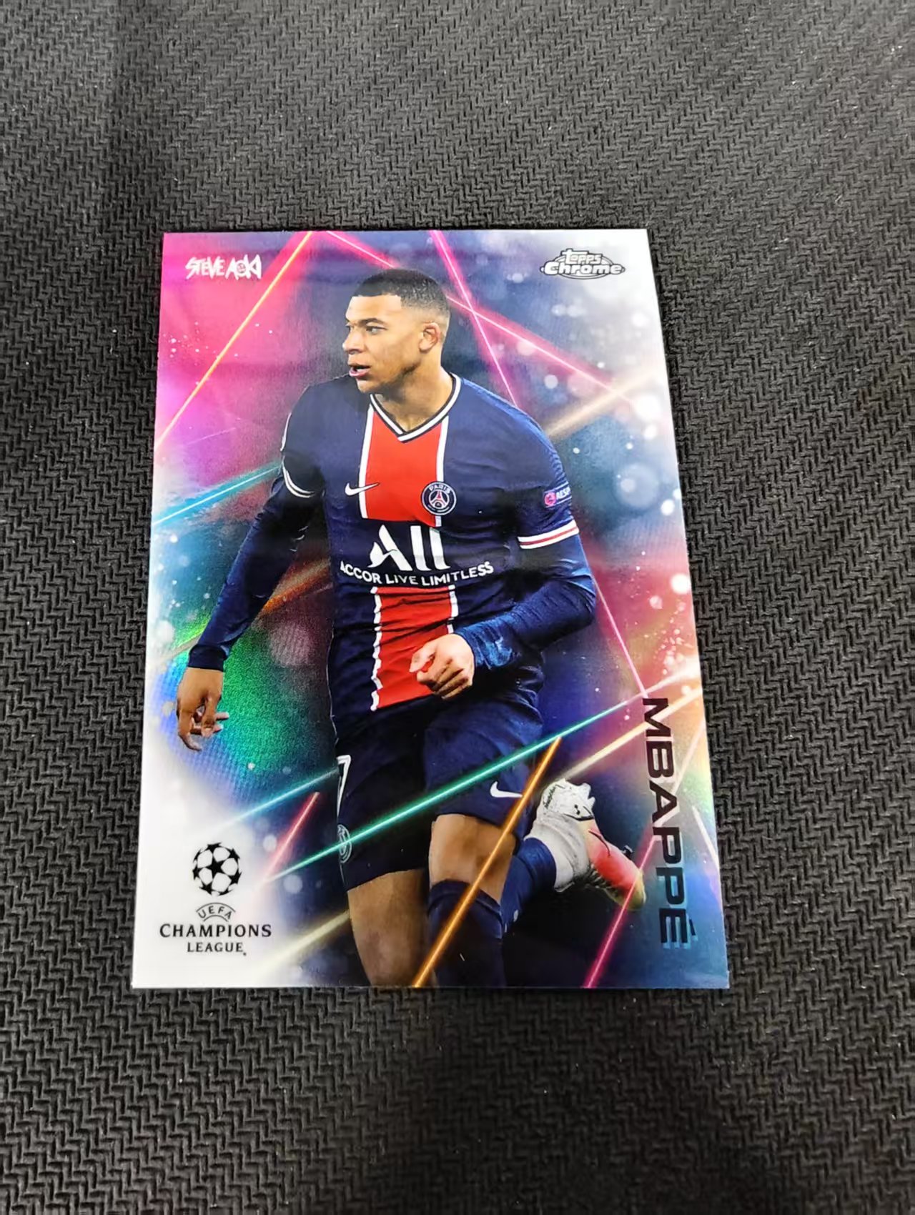 【可合并,不累计】2021 Topps Chrome Kylian Mbappe 欧冠 巴黎圣日耳曼 姆巴佩 银折 划痕 边角瑕疵