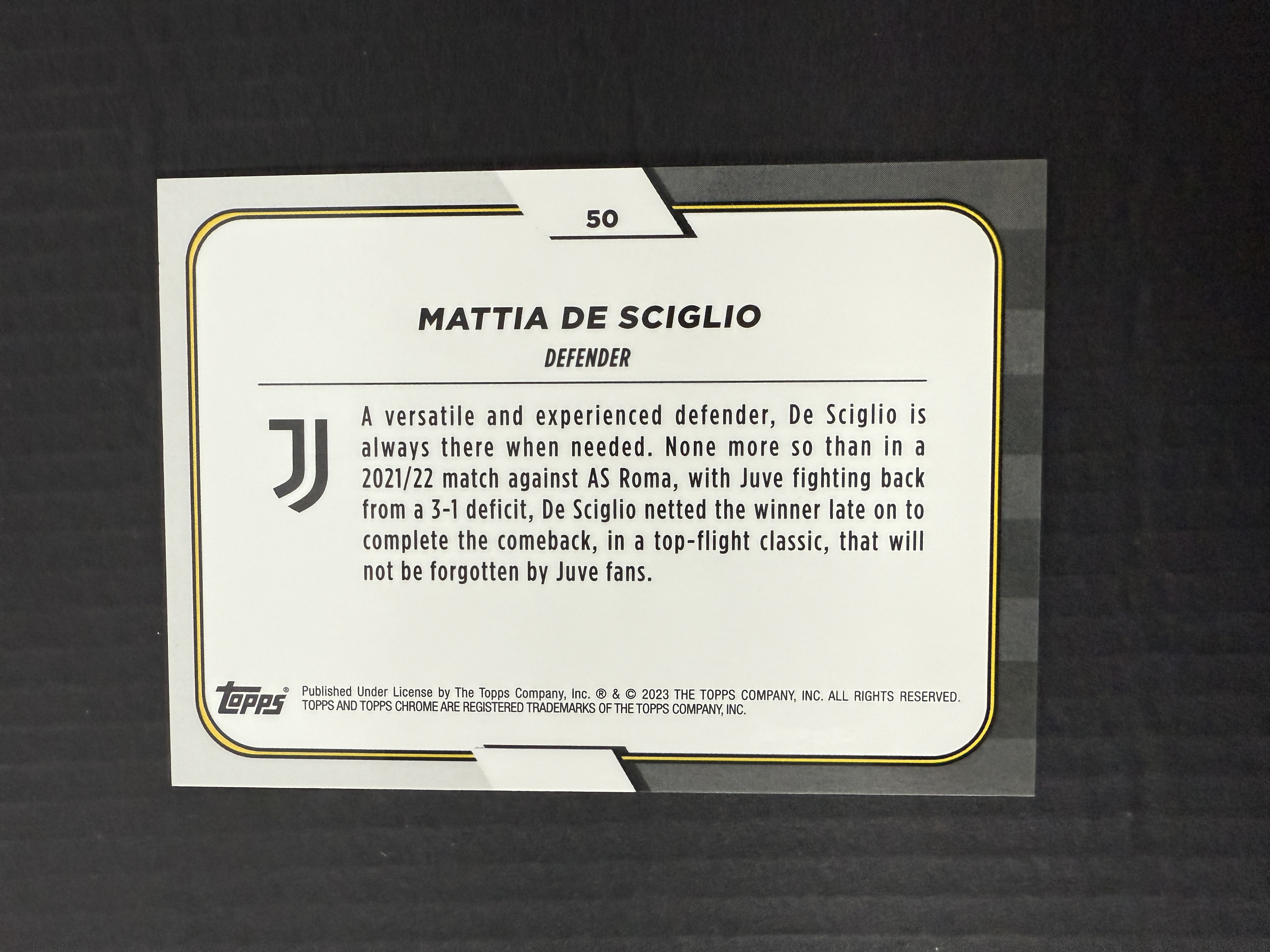 【GOAT山羊拍卖】D哥 2023-24赛季 topps chrome尤文图斯队盒系列 德·希利奥 橙折 /25 低编 尤文图斯 品相如图