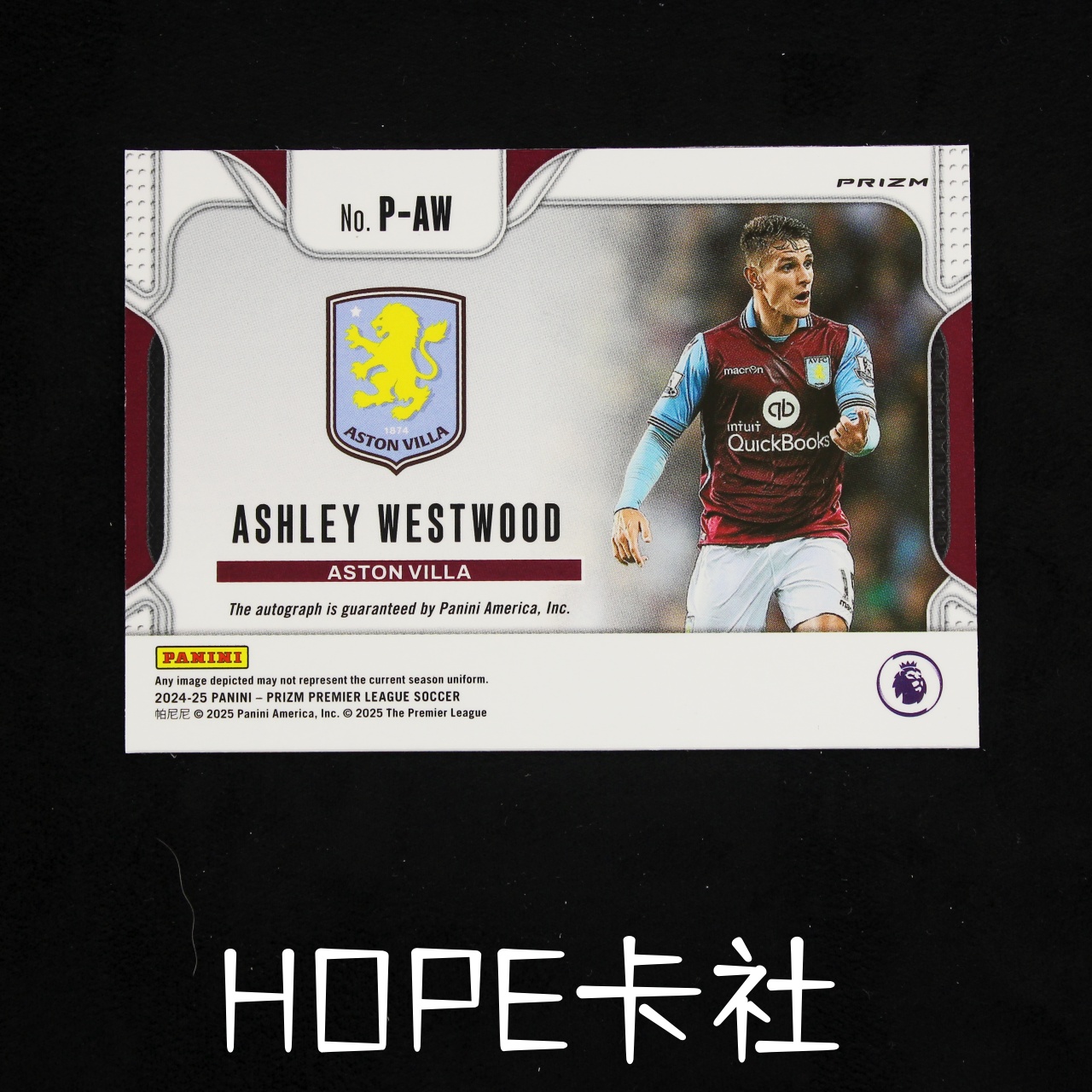 2023-24 Panini Prizm Ashley Westwood 阿斯顿维拉 阿什利 维斯特伍德 银折 签字【HOPE代卖(4.5%含卡淘)】