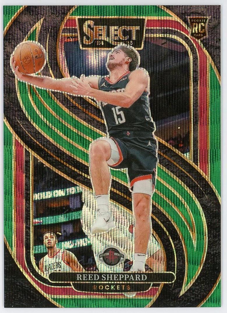 2024-25 Panini Select Reed Sheppard RC 里德谢泼德 新秀 二级 50/50编 尾编 绿波纹折 折射 火箭 卡品如图 1BL6/11.12