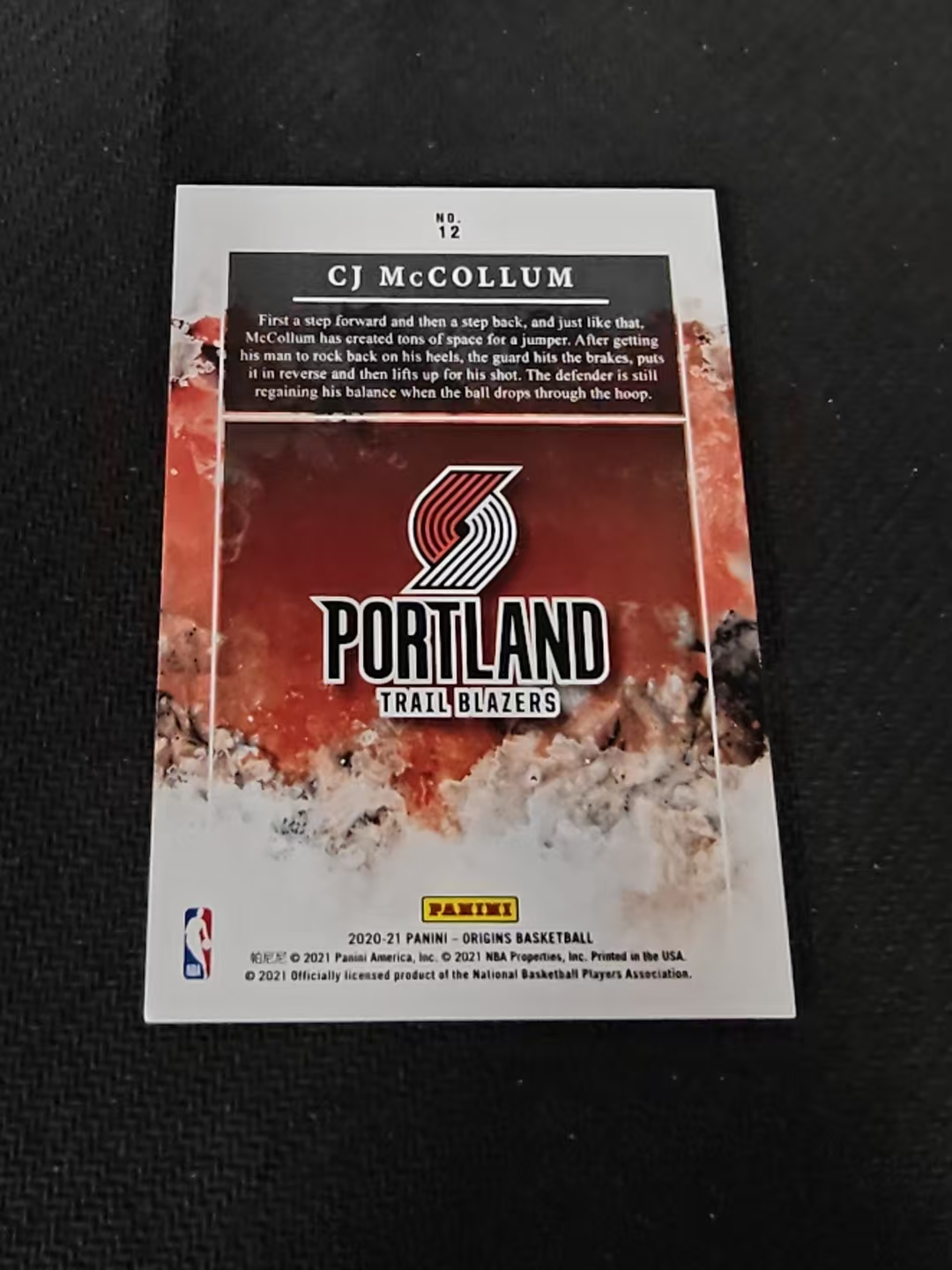 【可合并,不累计】2020-21 Panini Origins CJ McCollum 开拓者 CJ 麦科勒姆 起源 闪卡 60编 划痕 边角瑕疵