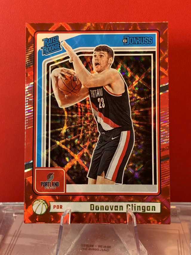 （老末精品代拍)2024-25 Panini Donruss Donovan Clingan RC 開拓者 多諾萬 克林根 新秀 杜蕾斯 Rated rookie 評為新秀特卡 紅網格折 順豐 X3
