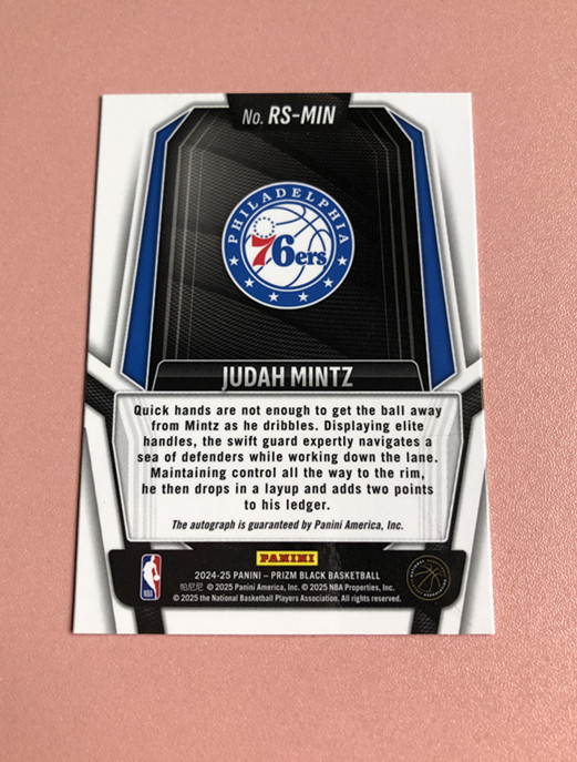 【浅梦拍卖】2024-25 Prizm 朱达 明茨 Judah Mintz 76人正RC新秀 签字卡 非常漂亮 墨迹蓝 未出框(详见描述
