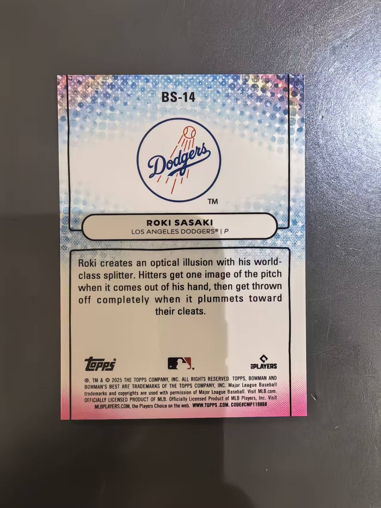 2025 Topps Bowmans Best Roki Sasaki RC MLB 大联盟 洛杉矶道奇 新秀 日本投手 佐佐木朗希 Showpieces 特卡 银折 卡品如图 凑套收藏