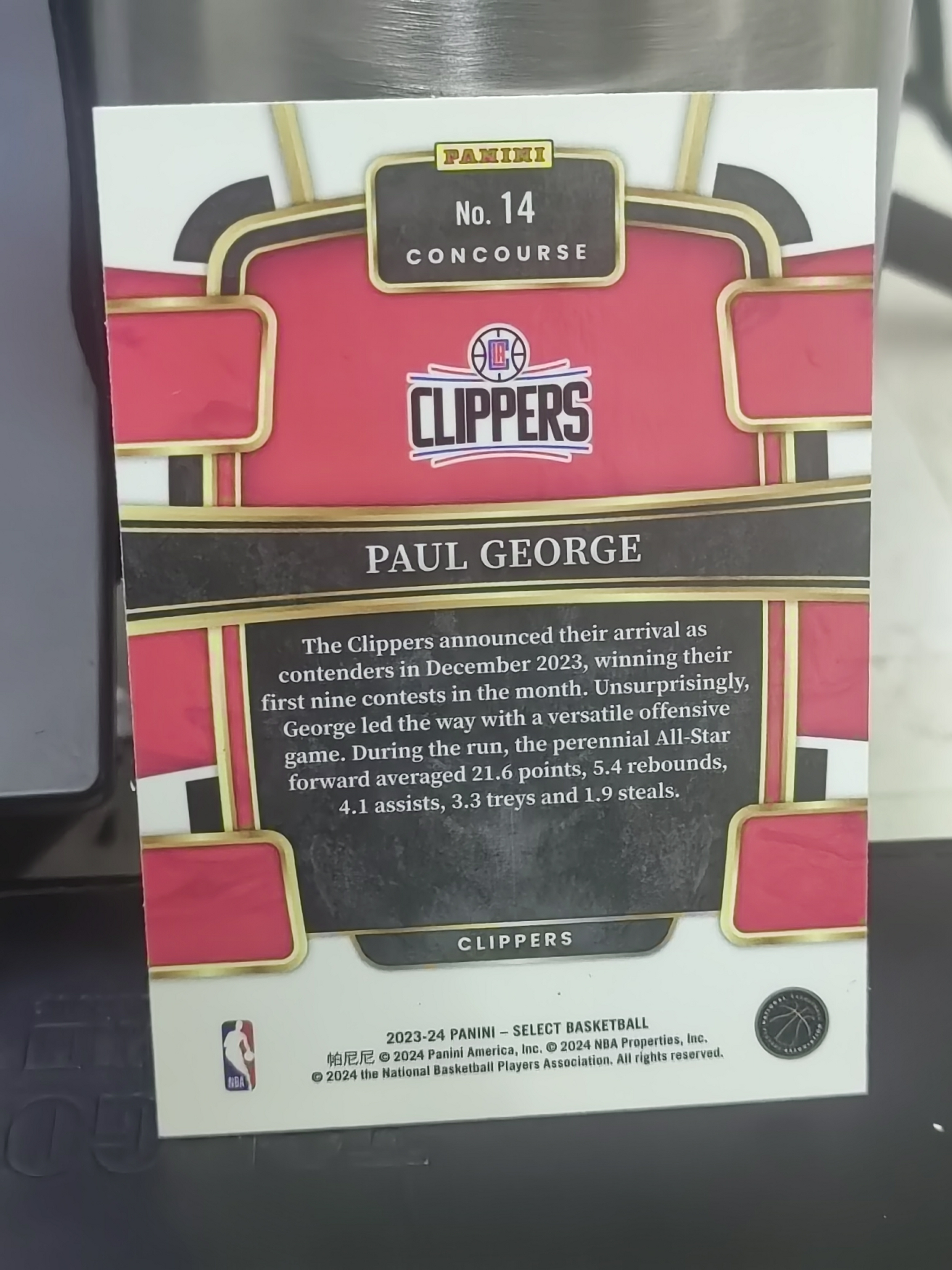 2023-24 Panini Select Paul George Select 保罗 乔治 快船 第一张 篮 白边白角 不保卡品 卡品如图