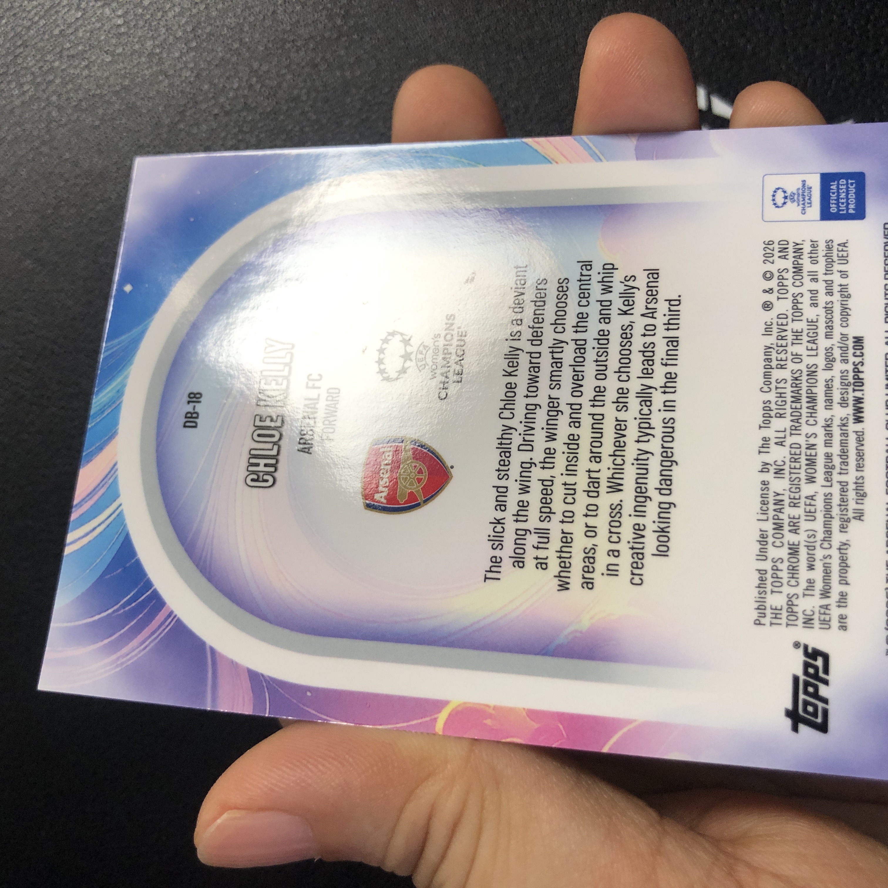 【拔脚代卖】2026 Topps Chrome 欧冠 Chloe Kelly 凯莉 阿森纳 女足 曼城 女足 23/99编 绿折 Dreamballer 梦幻球员特卡收藏必备 瑕疵如图|拔脚毛毛AT4