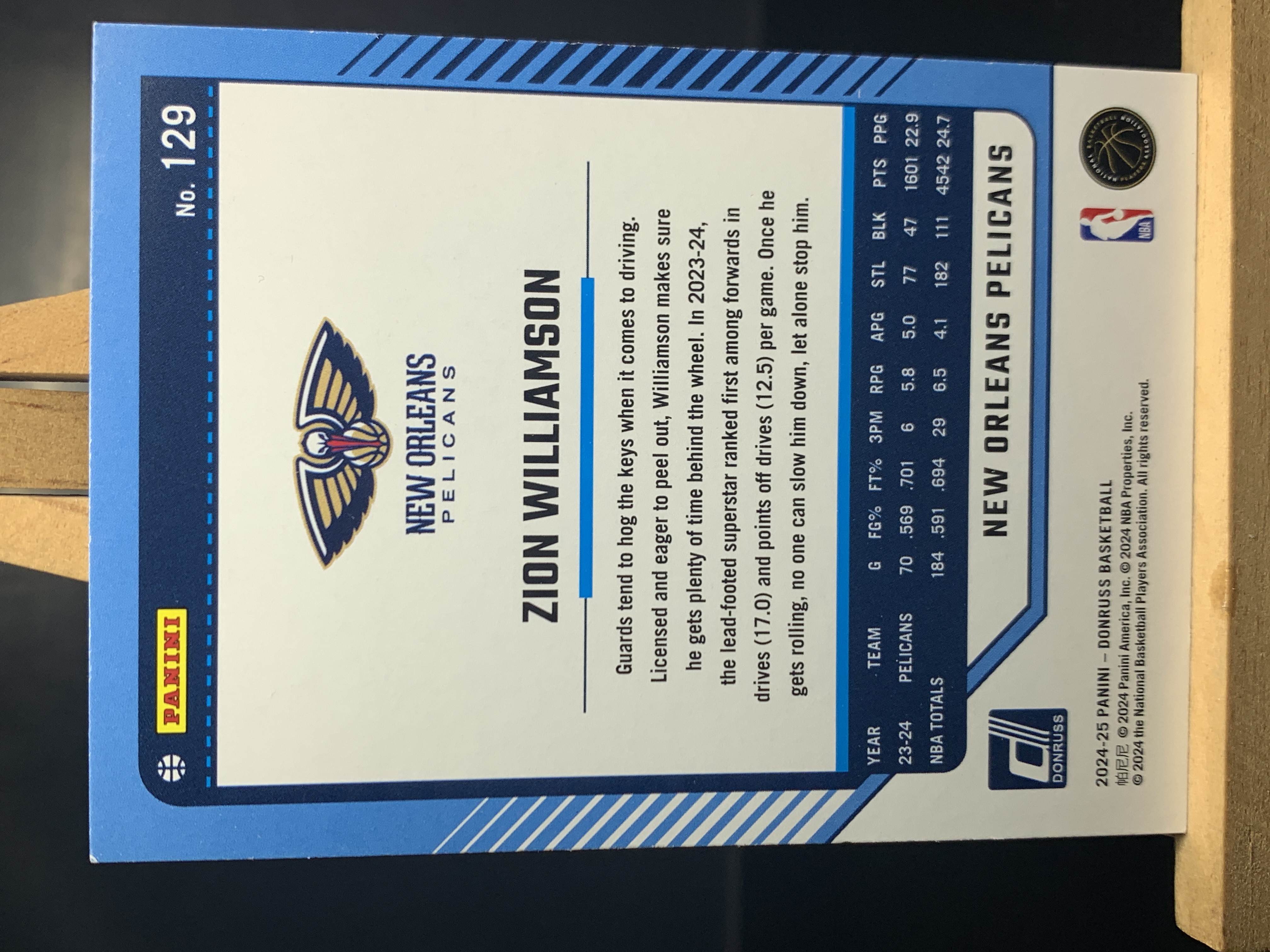 (A5) 2024-25 PANINI 杜蕾斯系列 胖虎 蔡恩 威廉森 鹈鹕 实卡好看 收藏凑套必备 卡品如图!!!