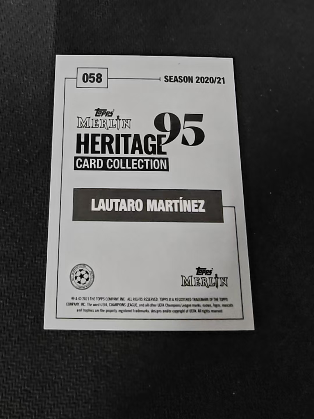 【可合并,不累计】2021 Topps Merlin 梅林95 Lautaro Martinez 欧冠 国际米兰 劳塔罗 马丁内斯 阿根廷 划痕 边角瑕疵 #58