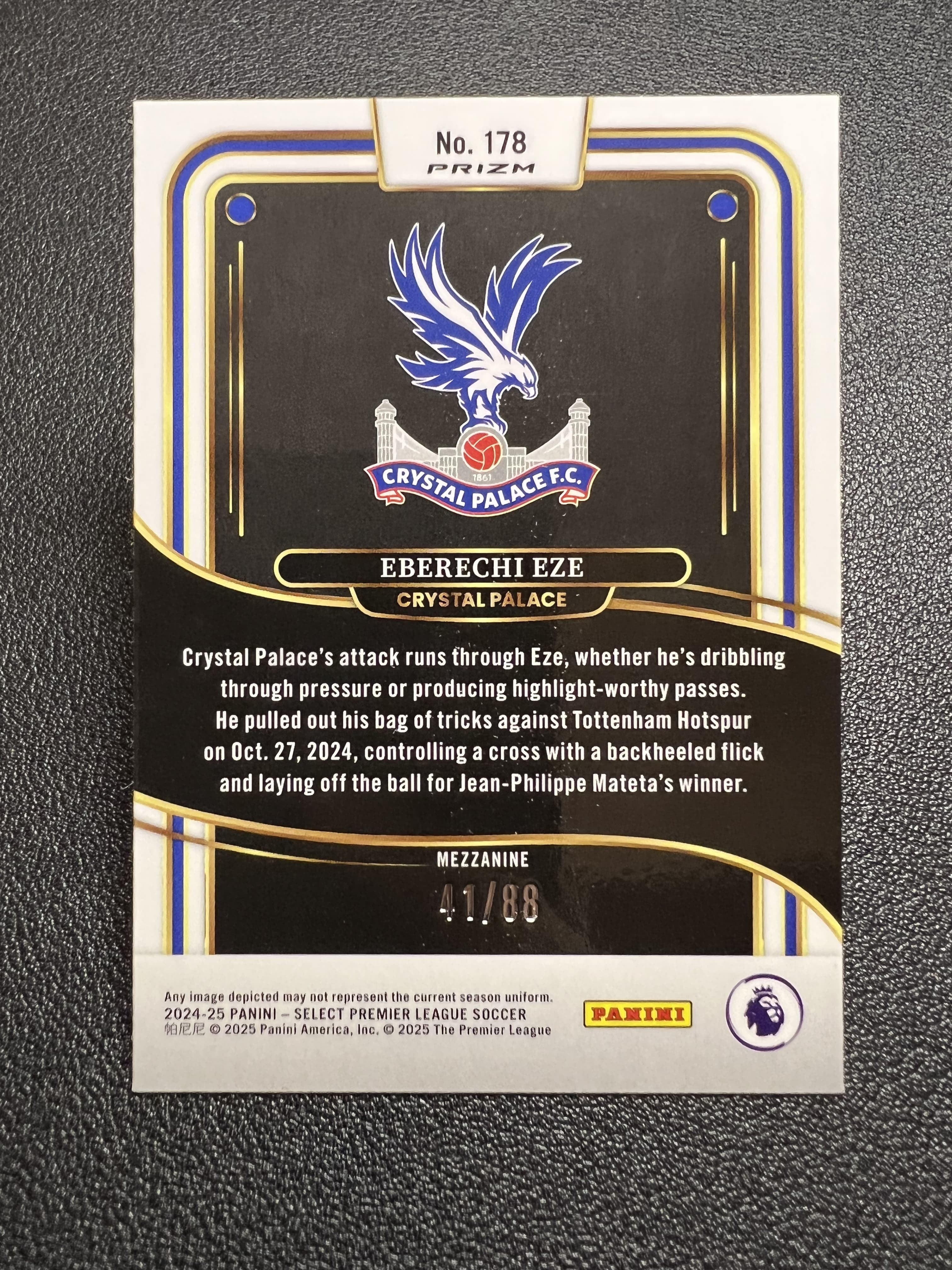 2024-25 Panini Select Eberechi Eze 【星佑代卖】SE 英超 水晶宫 埃伯雷基 伊泽 红波纹折射 88编 二级 收藏必备 alan