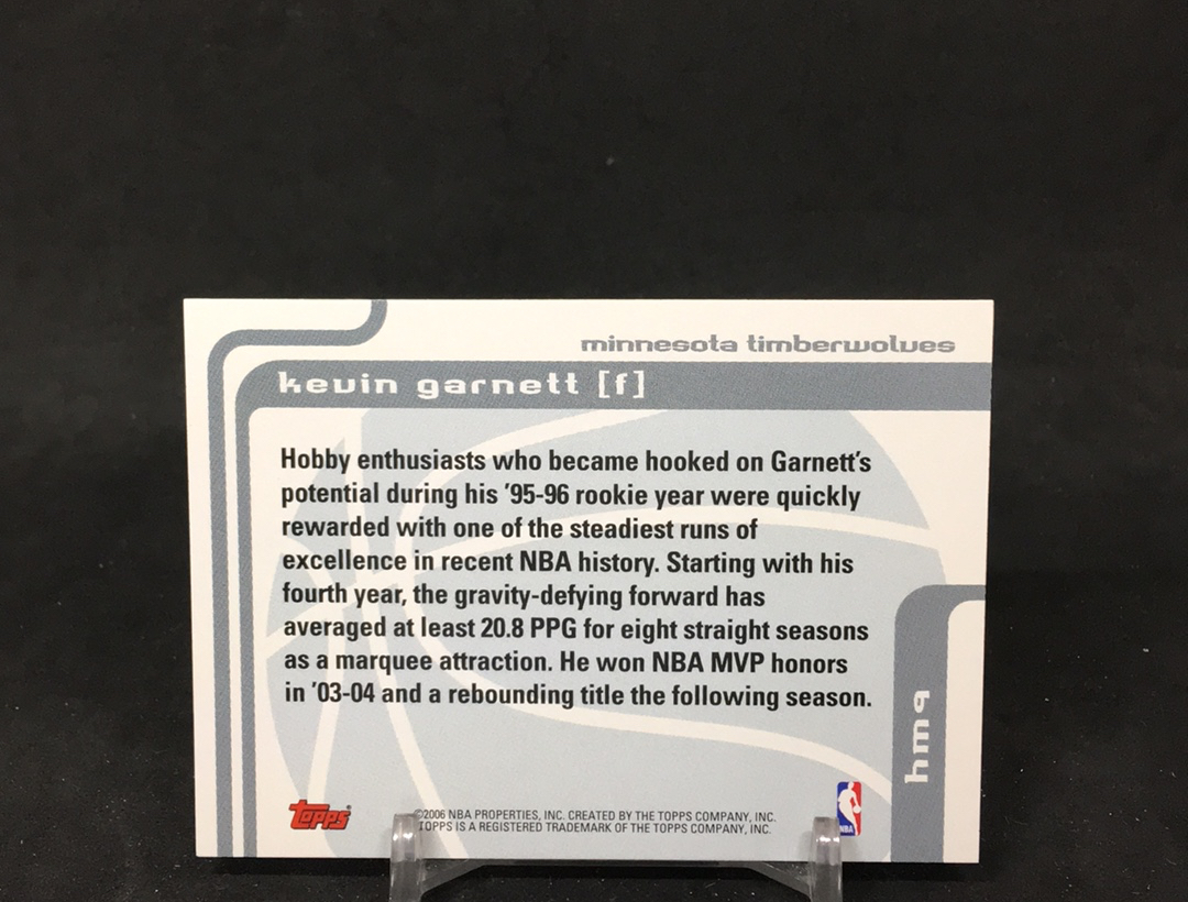 【DC拍卖】4.14(微瑕)2004-05 Topps Hobby Masters 凯文・加内特 明尼苏达森林狼 特卡 #HM9