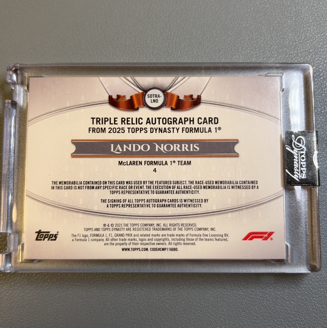 2025 Topps Dynasty F1王朝 Lando Norris 迈凯轮 兰多诺里斯 诺里斯 签字 签名 卡签 2/2编 法同背 尾编 ...