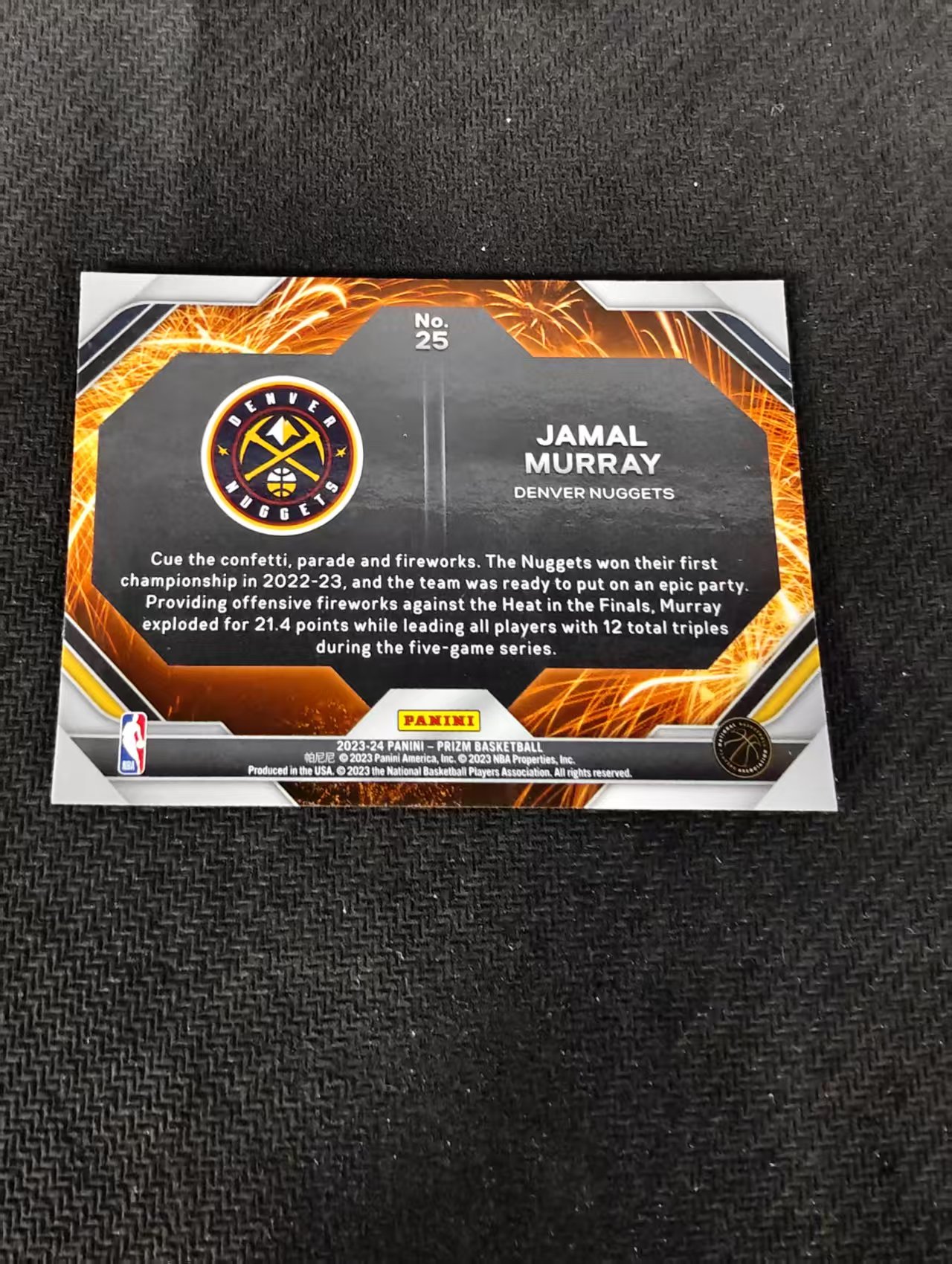 【可合并,不累计】2023-24 Panini Prizm Jamal Murray 贾马尔 穆雷 掘金 烟花特卡 PZ 不保卡品 介意勿拍 #25