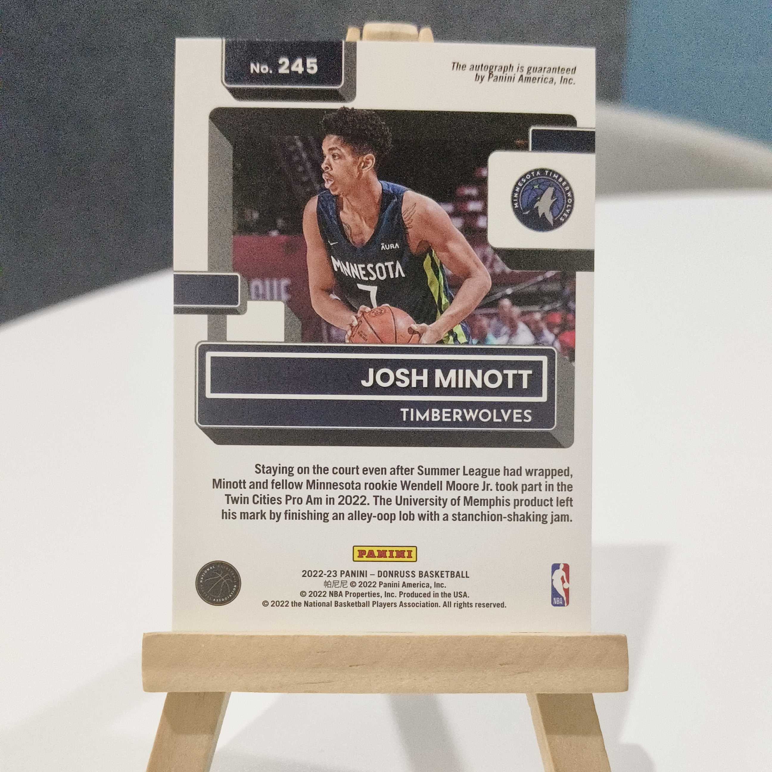 2022-23 PANINI DONRUSS OPTIC 杜蕾斯系列 森林狼 新秀RC 约什米诺特 /49编 签字卡 红佛光折 折射 凯尔特人首发 未来可期