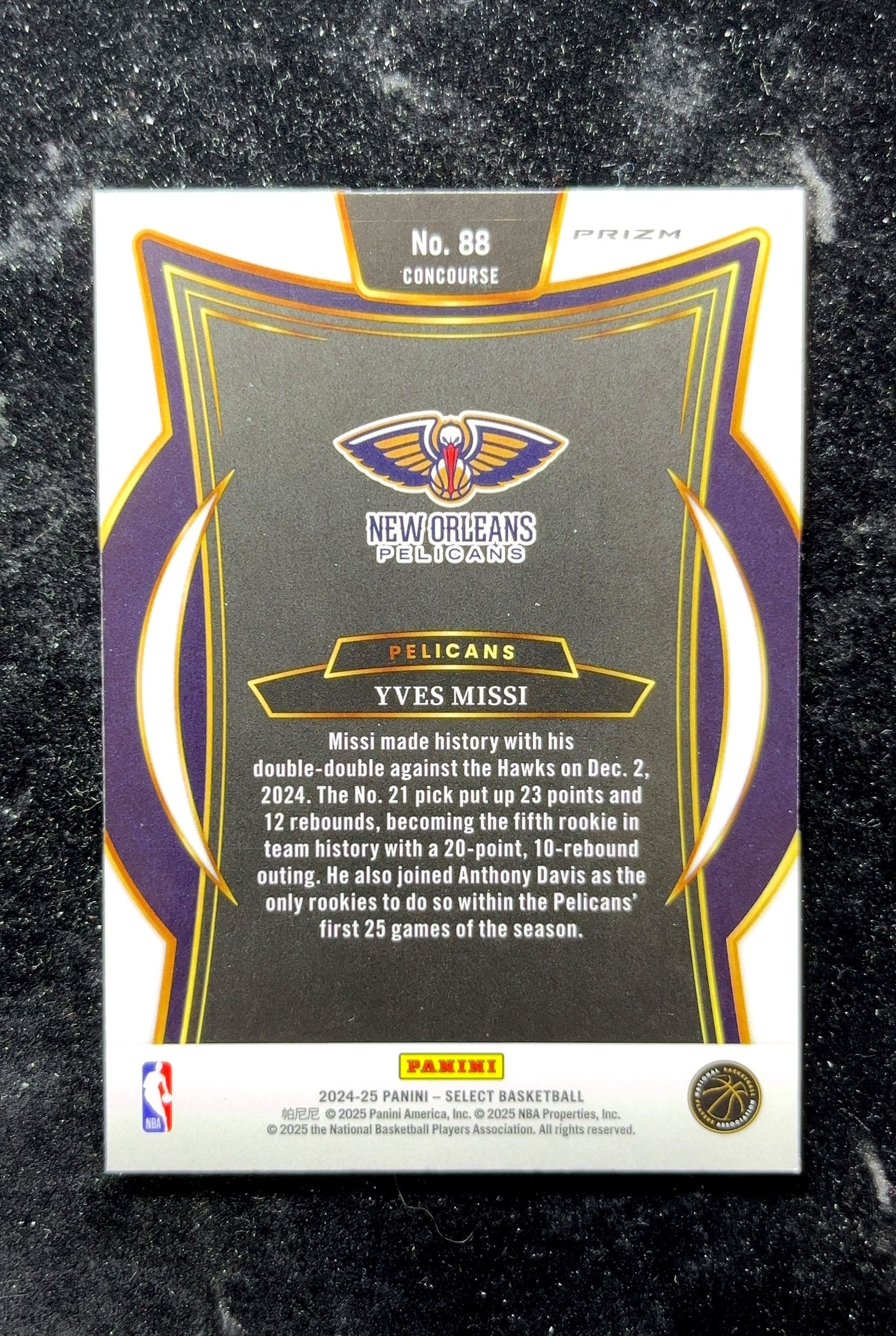 【小白1%代卖】2024 Panini Select Prizm Yves Missi 伊夫斯·米西 红碎冰折 折射 新秀 RC 卡品如图 高价值 #88 New Orleans 0702