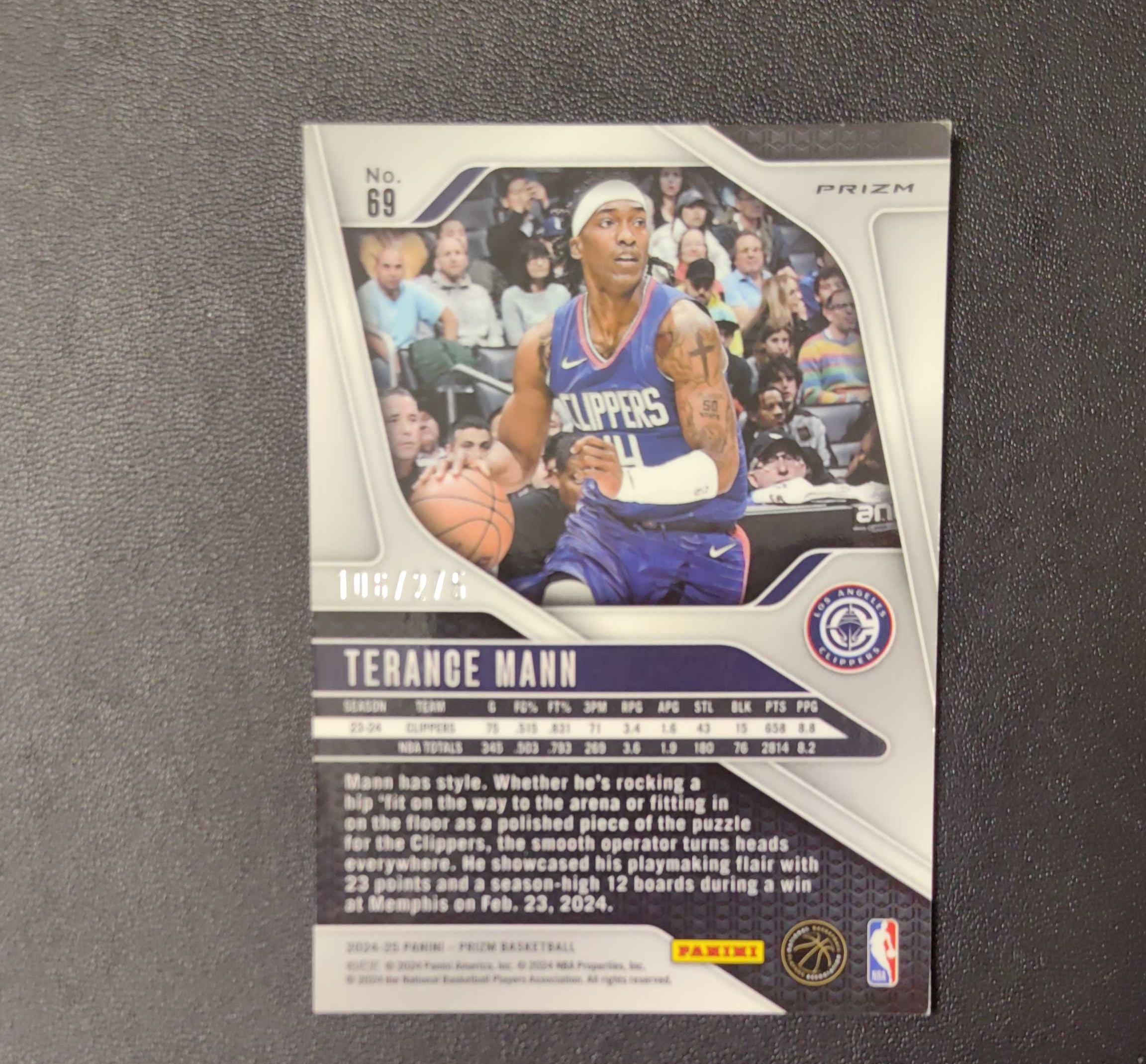 2024-25 panini prizm terance mann 快船 特伦斯曼 曼恩 白镭射折 275编 东契奇 sga 库里 文班亚马 詹姆斯 湖人 勇士 马刺 2