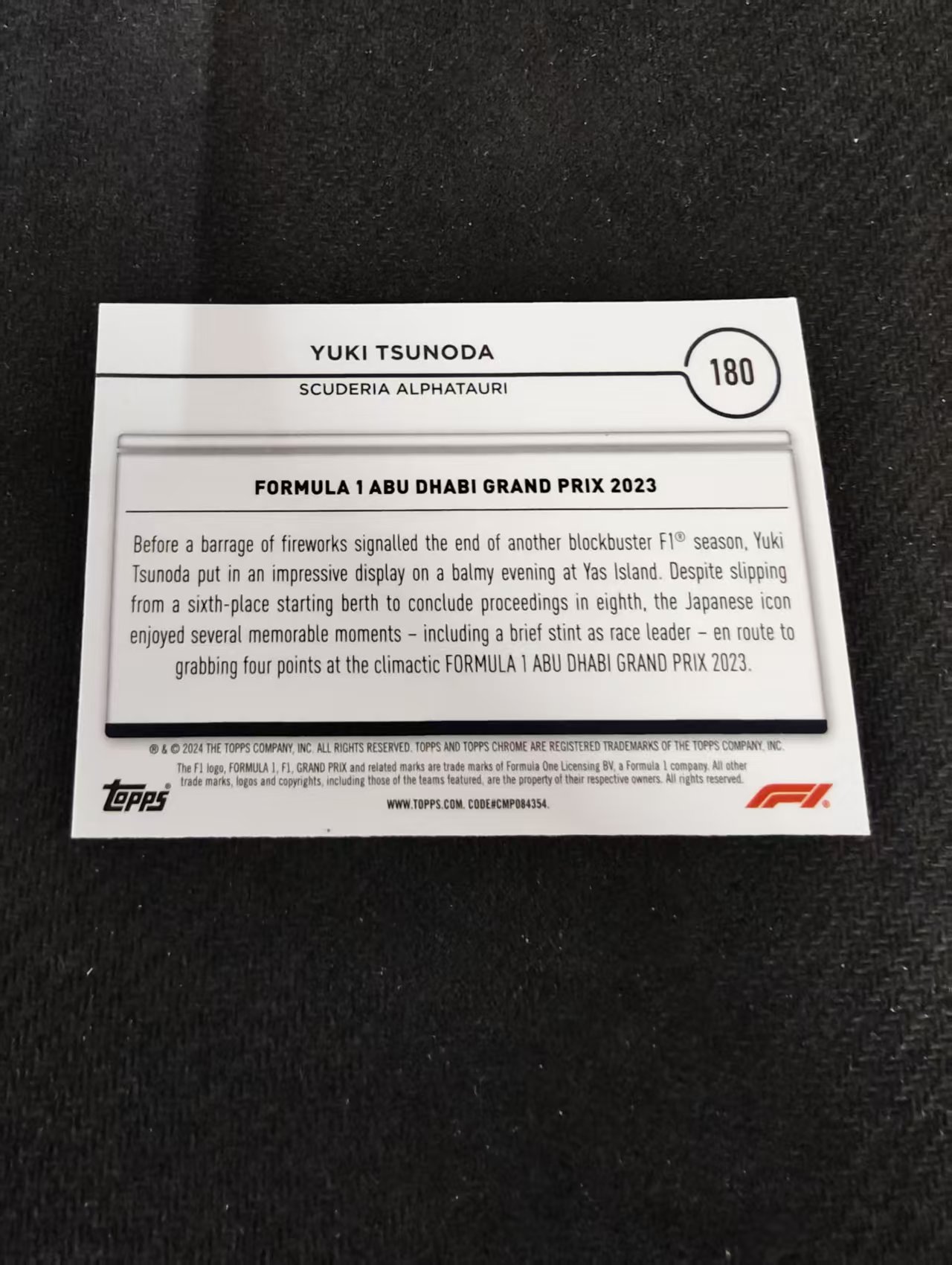 2024 Topps Chrome Yuki Tsunoda TC F1 角田裕毅 日本 红牛二队 划痕 边角瑕疵 #180