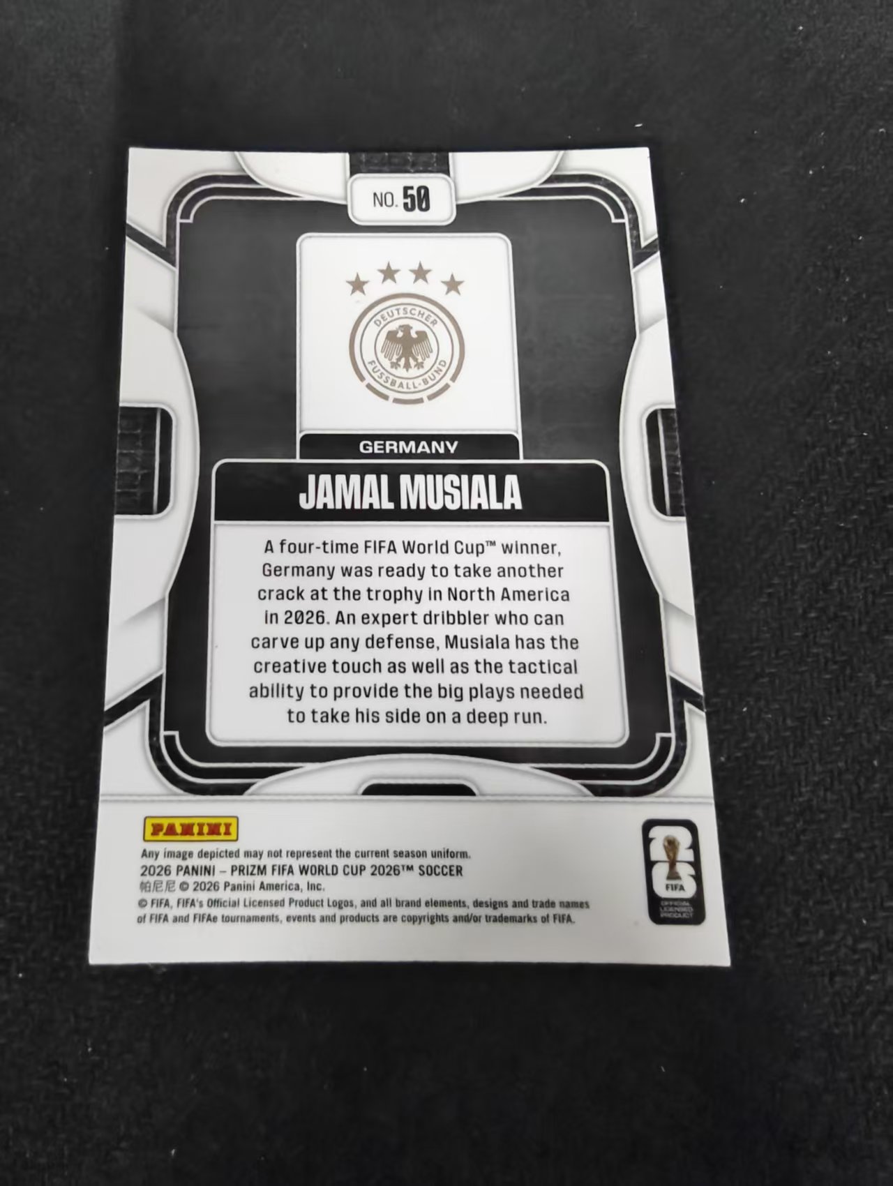 2026 Panini World Cup Prizm Jamal Musiala 穆夏拉 德国 拜仁慕尼黑 PZ世界杯 划痕 边角瑕疵#50