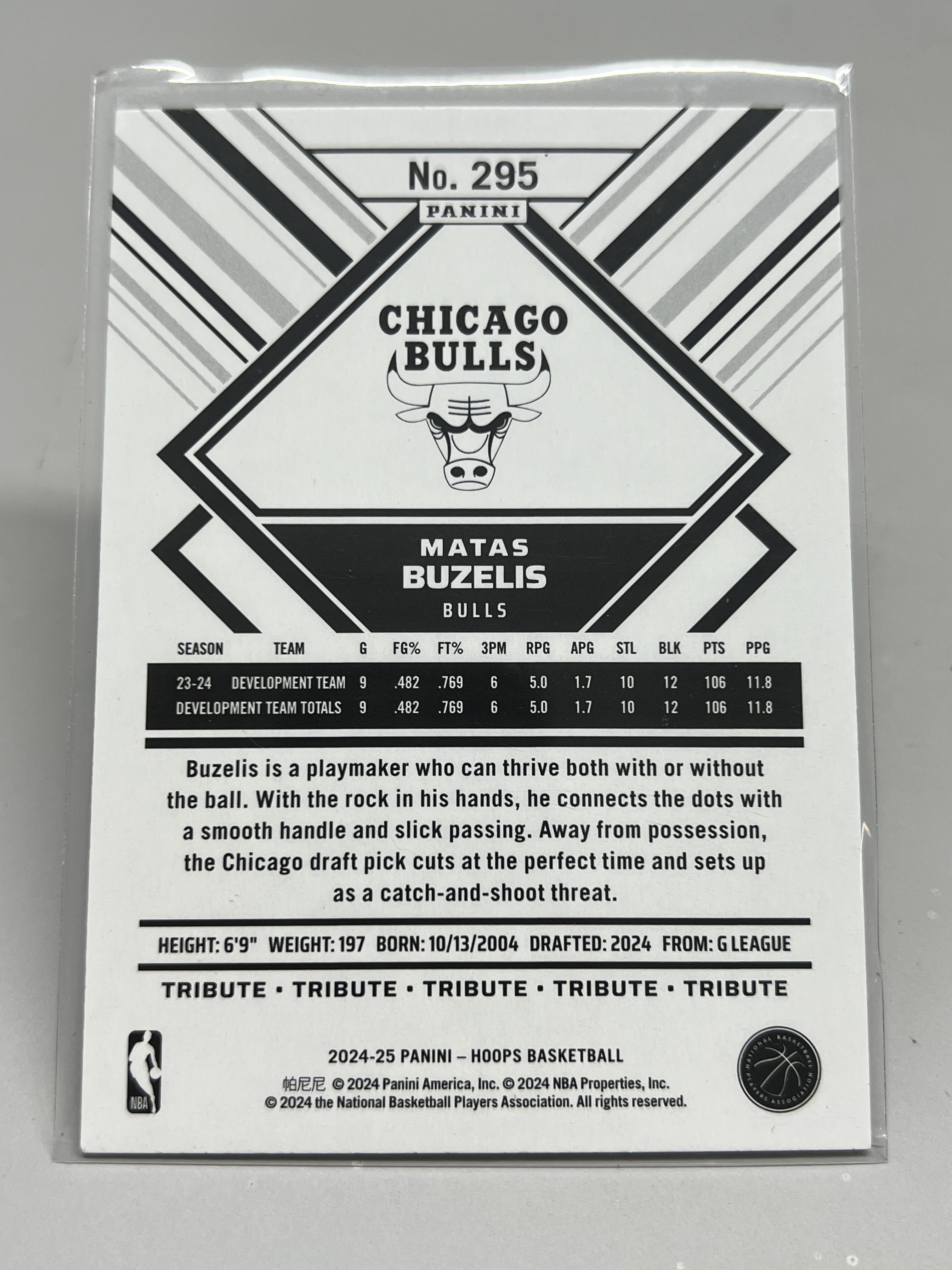 2024-25 Panini NBA Hoops Matas Buzelis RC 【挂机拍卖】帕尼尼 马塔斯·布泽利斯 公牛 新秀 银标 #295 收藏 投资 卡品如图