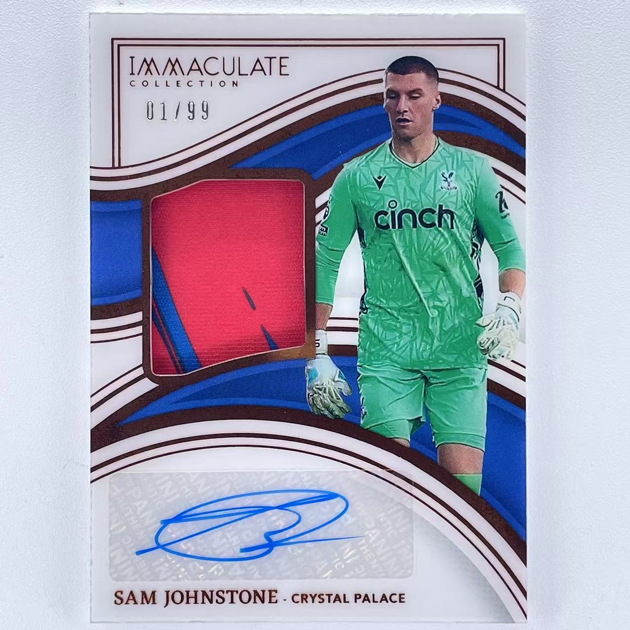 L 2023-24 Panini Immaculate Sam Johnstone 萨姆 约翰斯通 水晶宫 爱咪咪 01/99编 首编 签字 签名 球衣物料签 铜平行 轻印如图 众孚梵天#