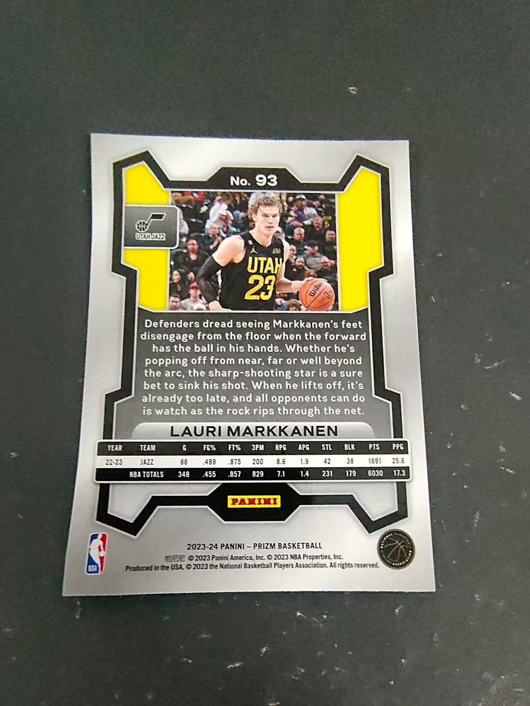 【可合并,不累计】2023-24 Panini Prizm Lauri Markkanen 劳里 马尔卡宁 爵士 PZ 划痕 边角微瑕 #93