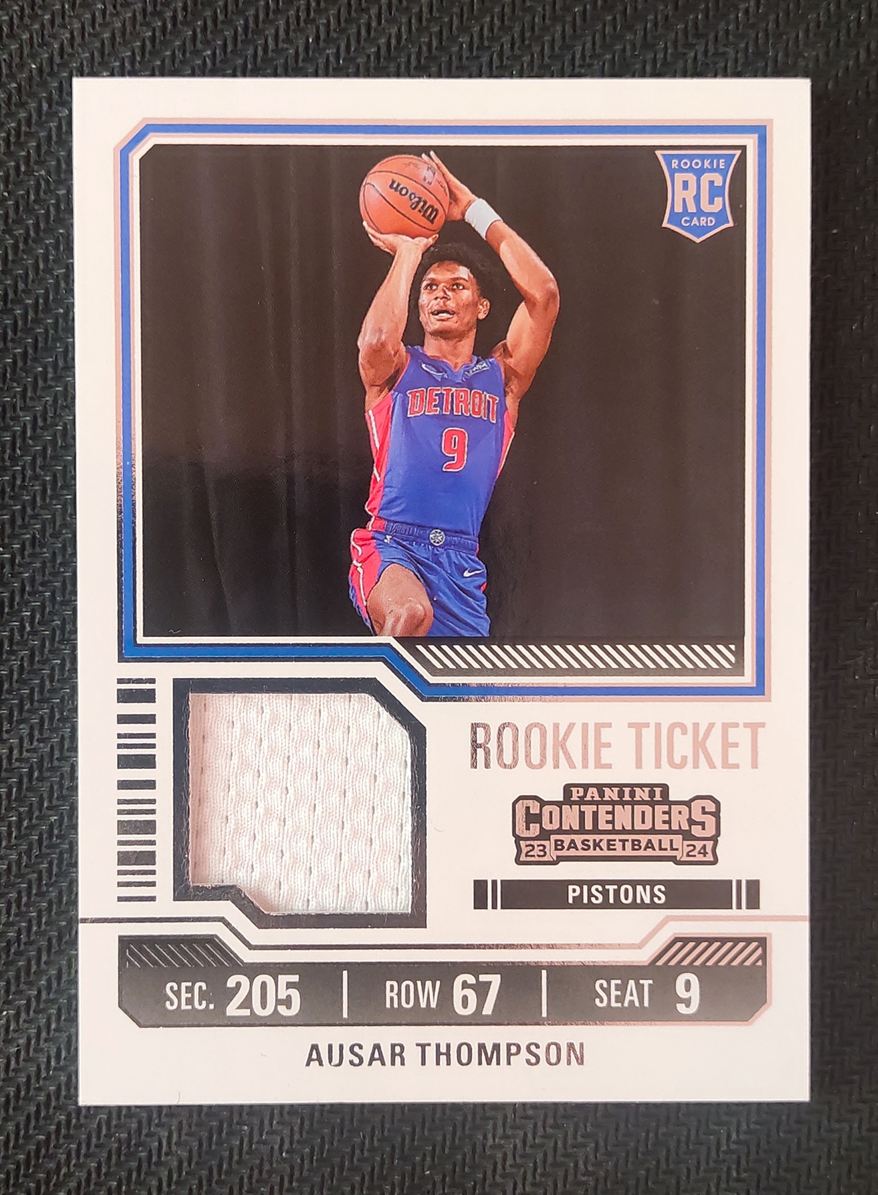 2023-24 Panini Contenders Ausar Thompson RC 奥萨尔 汤普森 活塞 新秀 球票 球衣 物料 切割 瑕疵如图