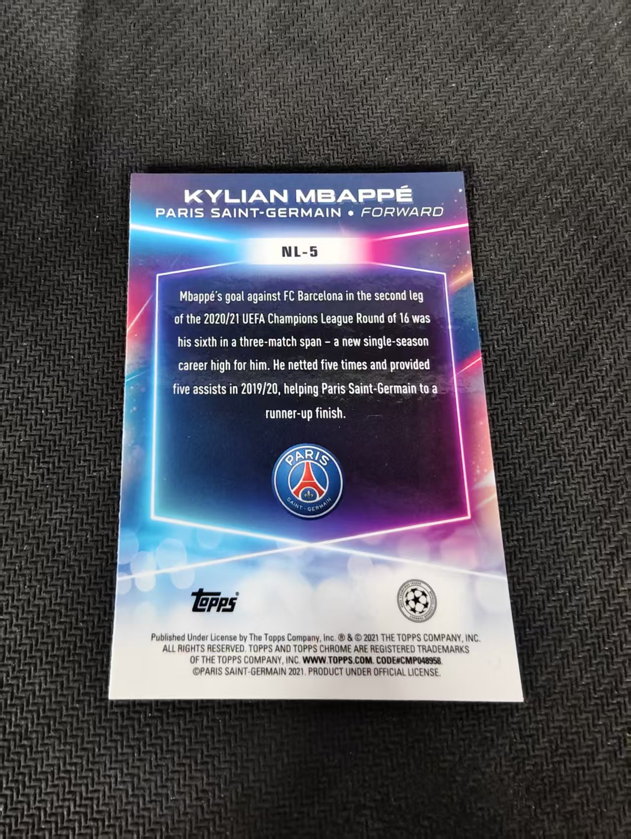 【可合并,不累计】2021 Topps Chrome Kylian Mbappe 欧冠 巴黎圣日耳曼 姆巴佩 银折 划痕 边角瑕疵