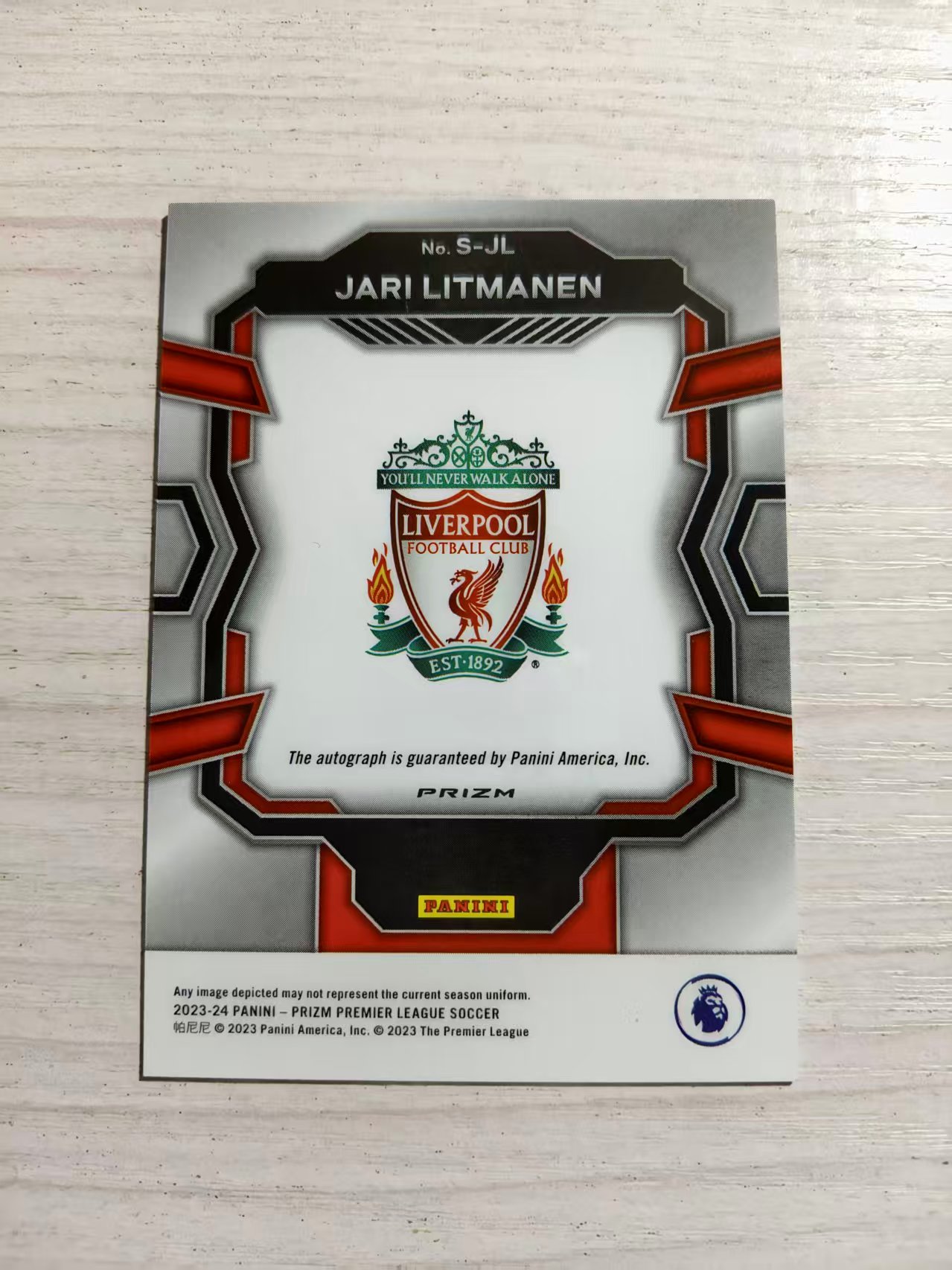 2023-24 Panini Prizm Jari Litmanen 【西北拍卖】帕尼尼英超prizm 利特马宁 绿脉冲折签字 利物浦 芬兰 行