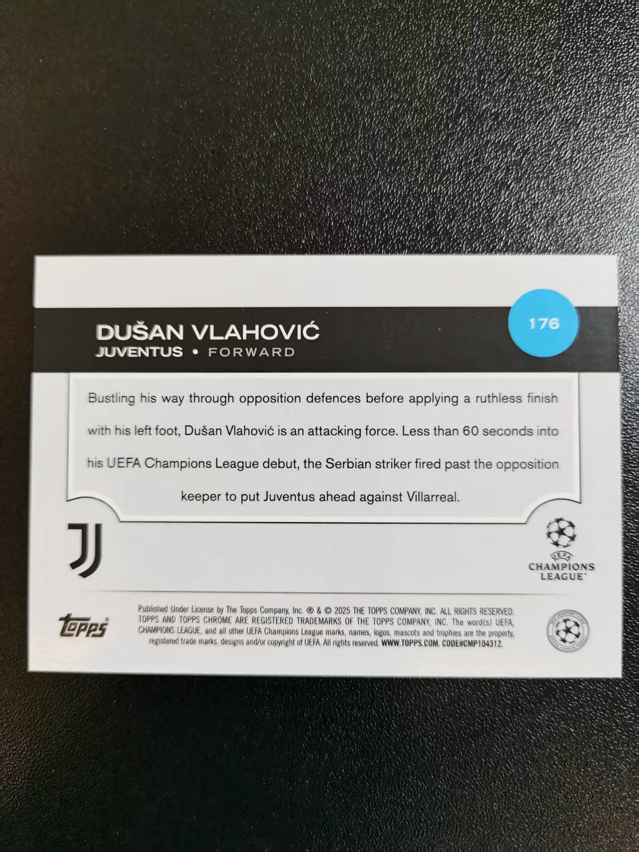 2025 Topps Chrome Dusan Vlahovic 弗拉霍维奇 尤文图斯 塞尔维亚 TC欧冠 收藏凑套 卡品如图 免费代拍AKJ