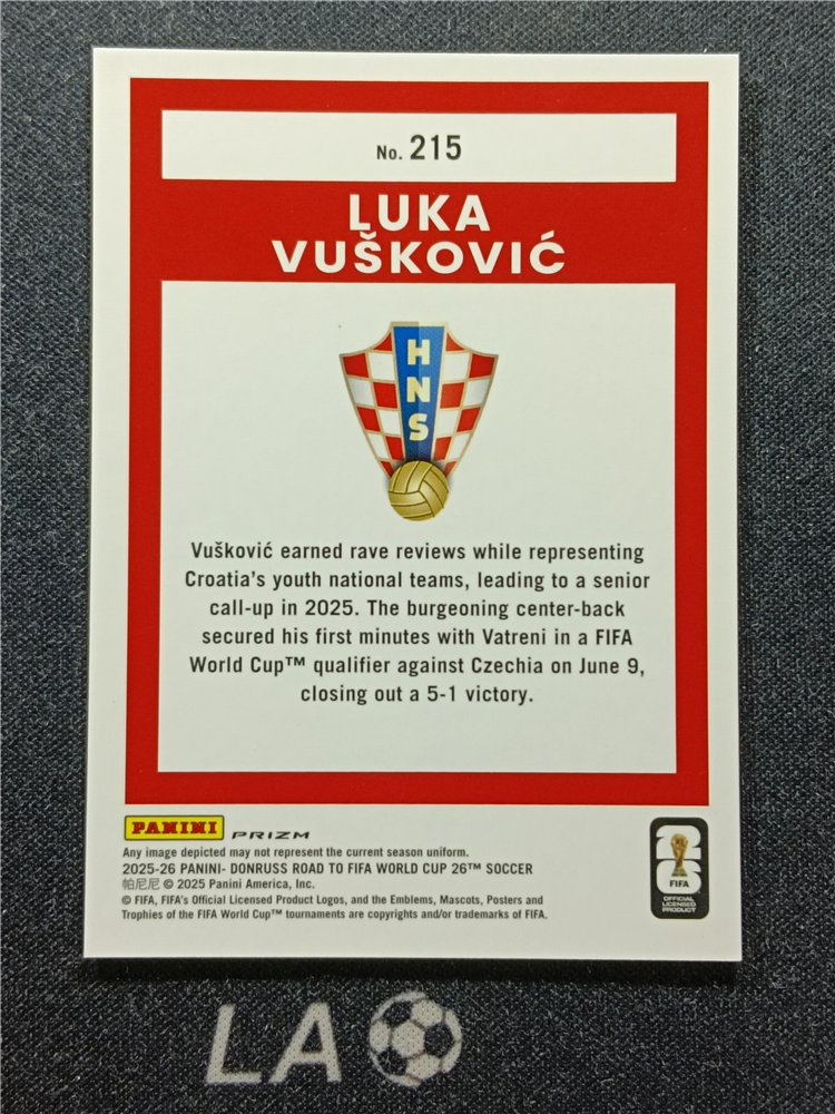 LA 2025 26 Panini Donruss Road To FIFA World Cup Luka Vuskovic la-2025-26-panini-donruss-road-to-fifa-world-cup-luka-vuskovic