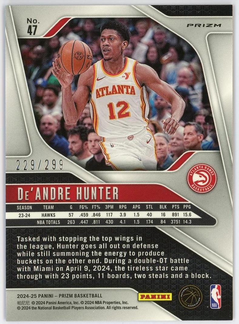 2024-25 Panini Prizm De'Andre Hunter 德安德烈亨特 pz 299编 红折 折射 老鹰 卡品如图 0MJ9