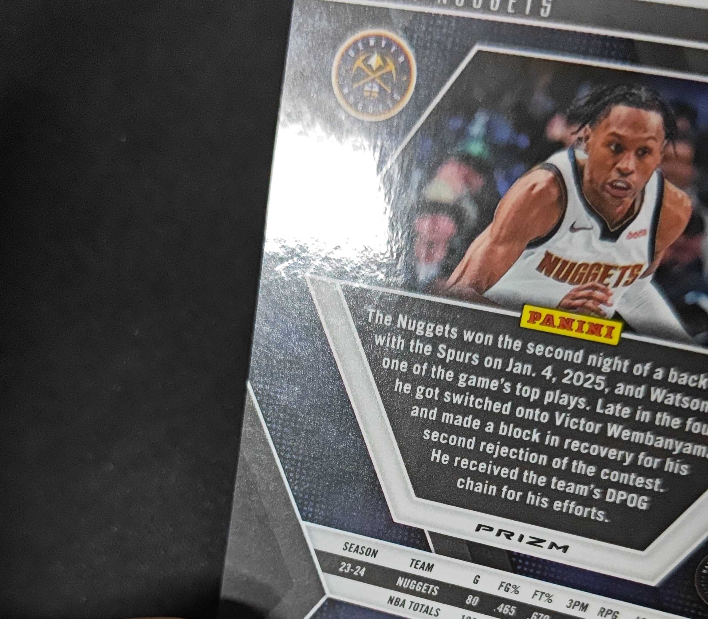 2024-25 Panini Mosaic Peyton Watson 【SC拍卖】马赛克 掘金 沃特森 11/20编 粉泡泡 瑕疵如图收藏必备(扭哥)