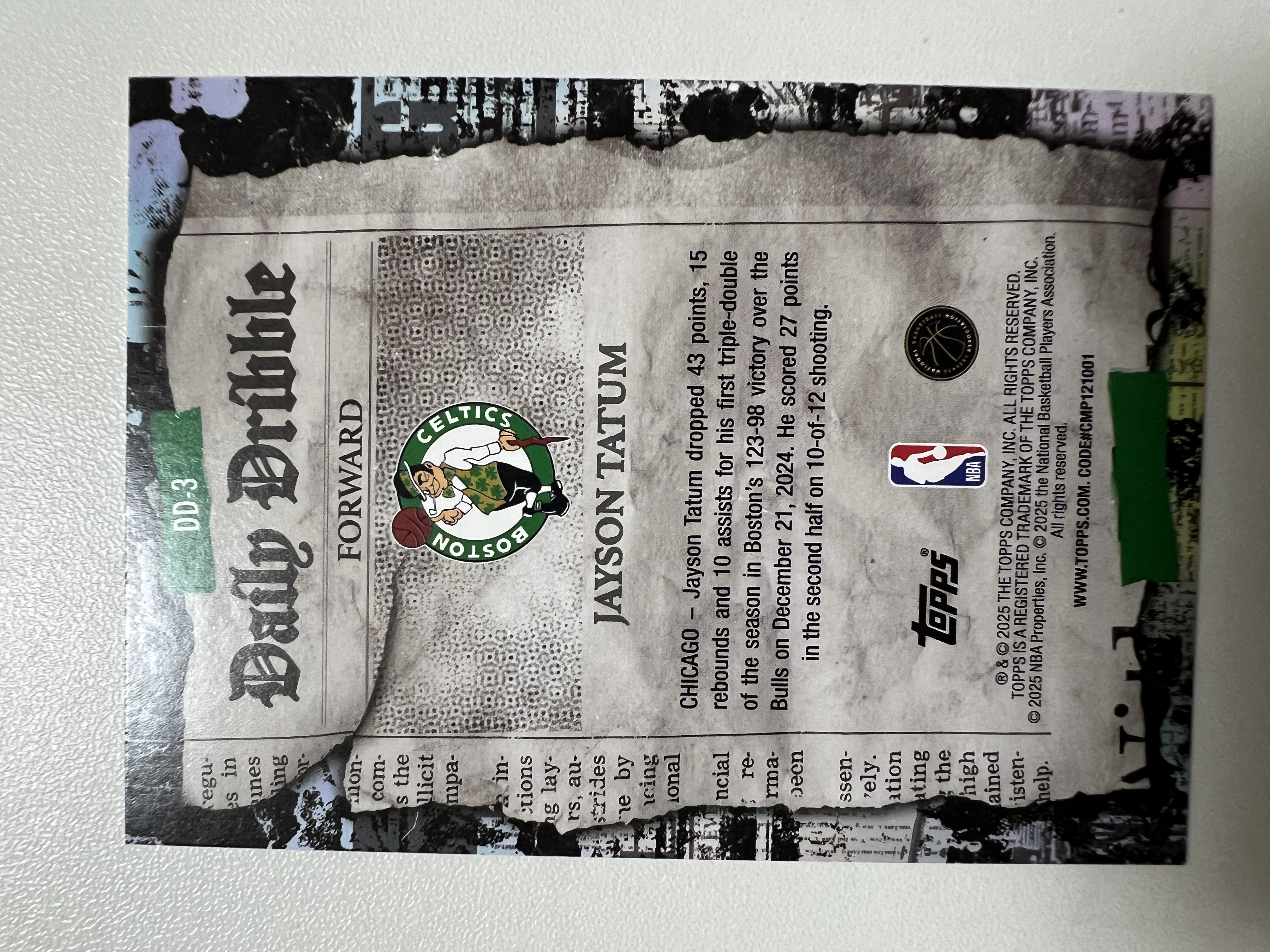 2025 Topps Topps Jayson Tatum 獭兔 杰森塔图姆 凯尔特人 报纸 收藏凑套 卡品如图 免费代拍(XS)