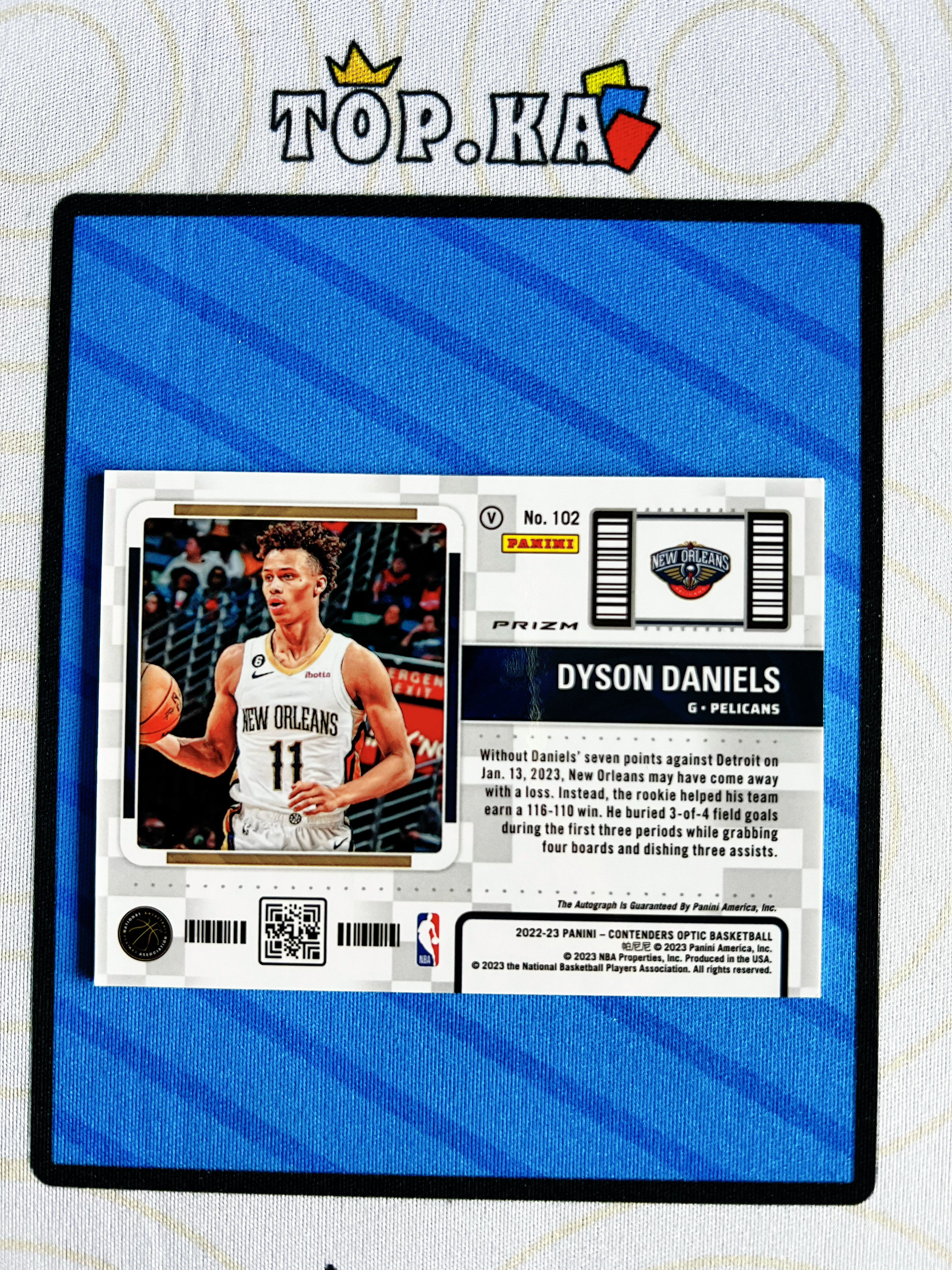 【顶尖卡社】2022-23 Panini Contenders Optic Dyson Daniels 球票OP 新秀RC 戴森 丹尼尔斯 签字 银折卡签 变化版 鹈鹕 详情看描述 卡品如图【XF】
