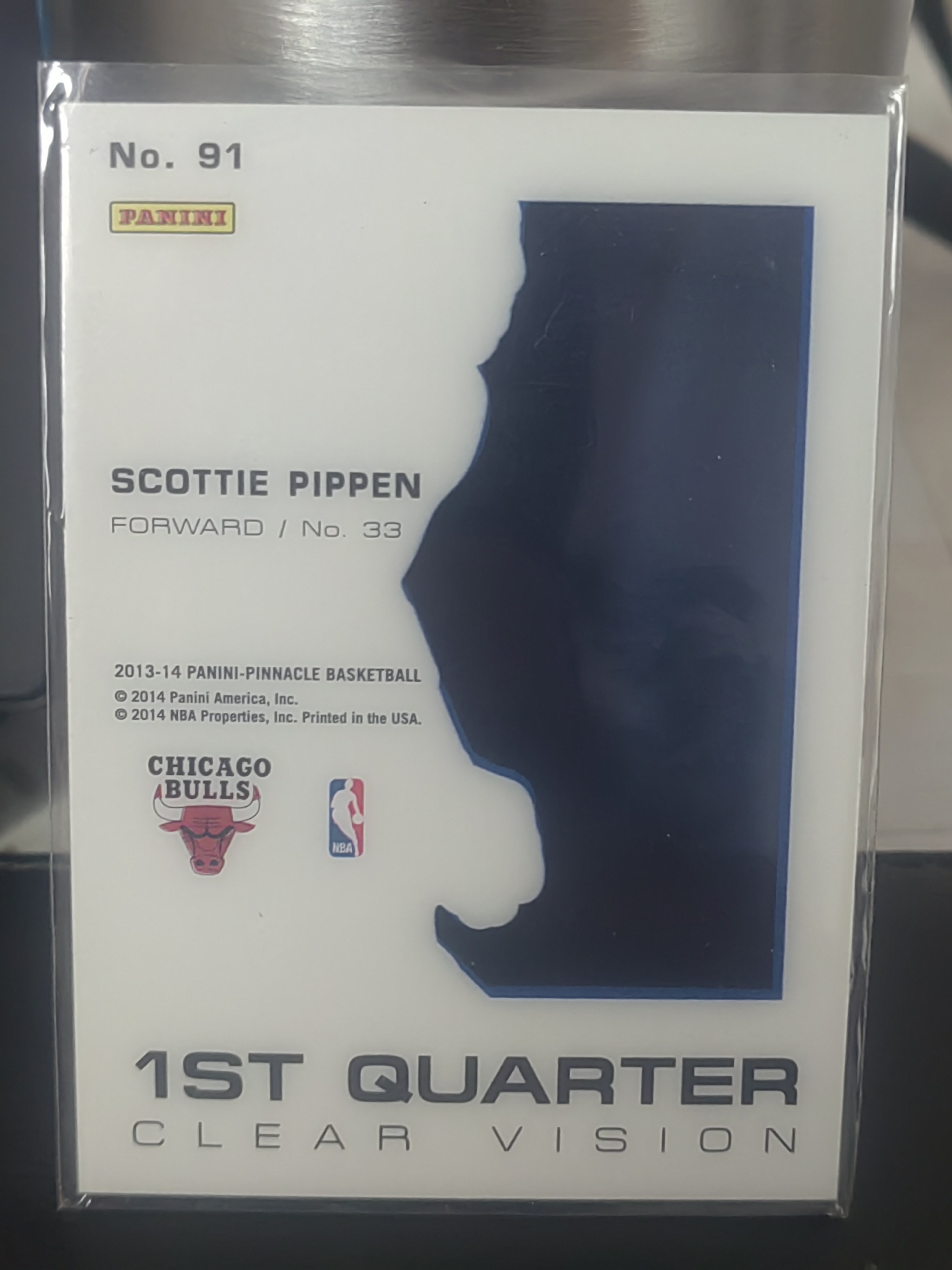 2013-14 Panini Pinnacle Scottie Pippen 巅峰 胶片 斯科蒂 皮蓬 公牛 蝙蝠侠 篮 白边白角 不保卡品 卡品如图