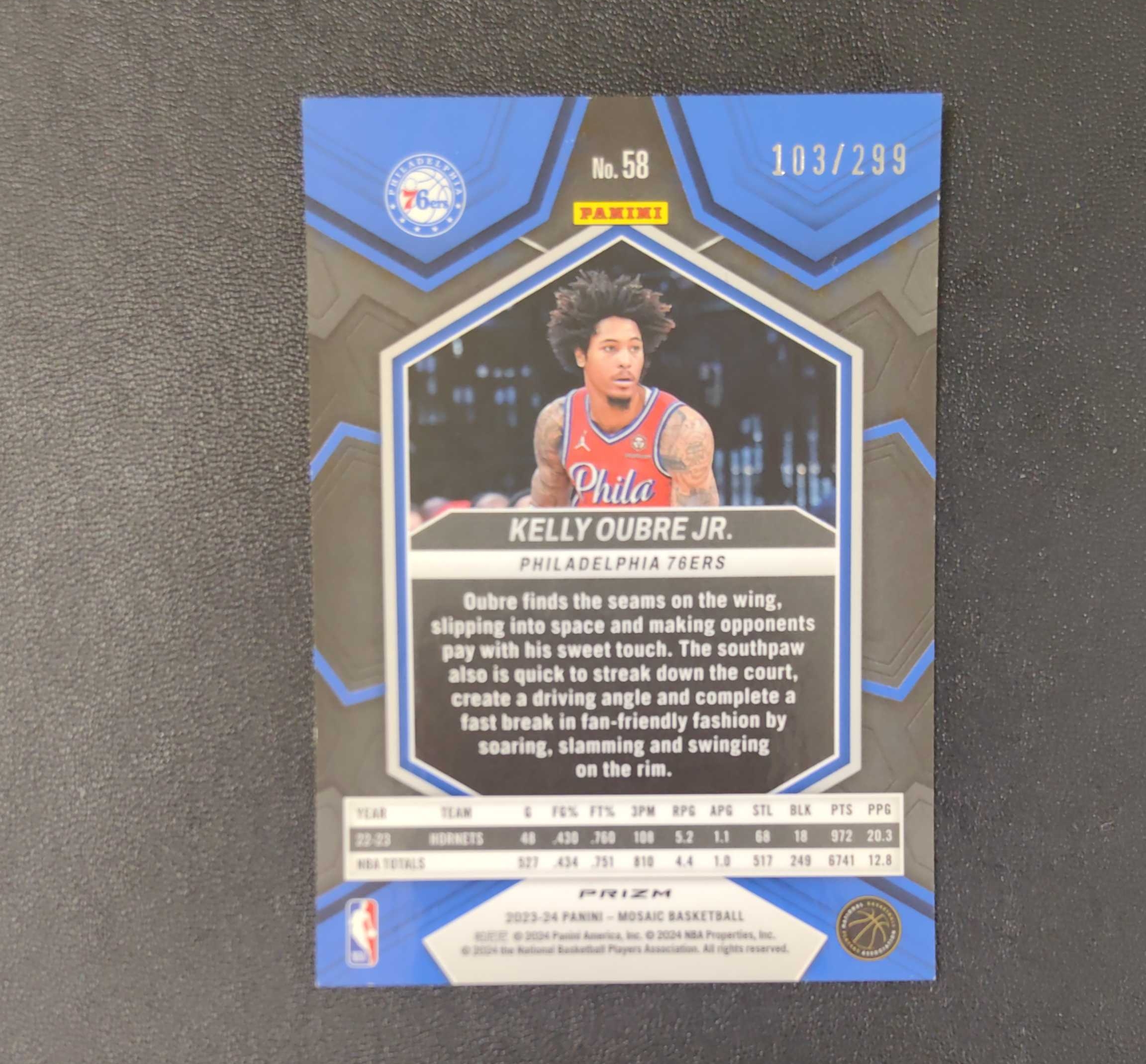 2023-24 Panini Mosaic Kelly Oubre Jr. 小凯利 乌布雷 76人 马赛克 299编 鹈鹕队 东契奇 sga 库里 文班亚马 詹姆斯 多张再拍