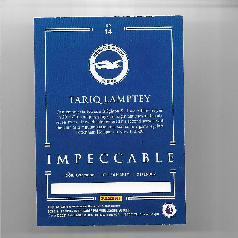2020-21 Panini Impeccable Tariq Lamptey (鸿英收藏社)2020-21 Panini 英超 小真金 布莱顿 兰普泰 75编 球星卡 43/75