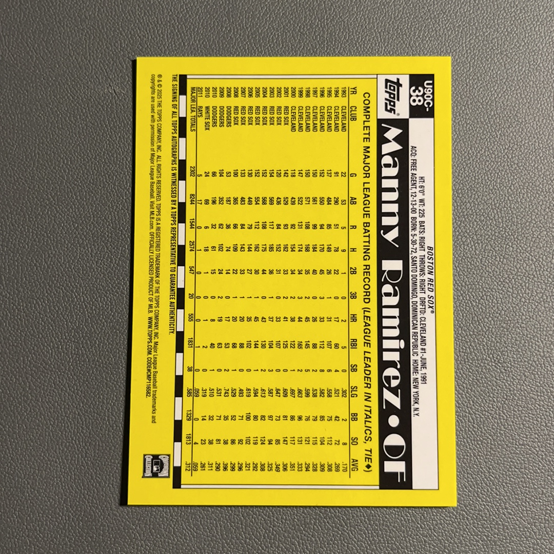 2025 Topps Update Manny Ramirez 曼尼 拉米雷斯 红袜名宿 银包签字 红折 color match 1/5编 首编【飞翔】