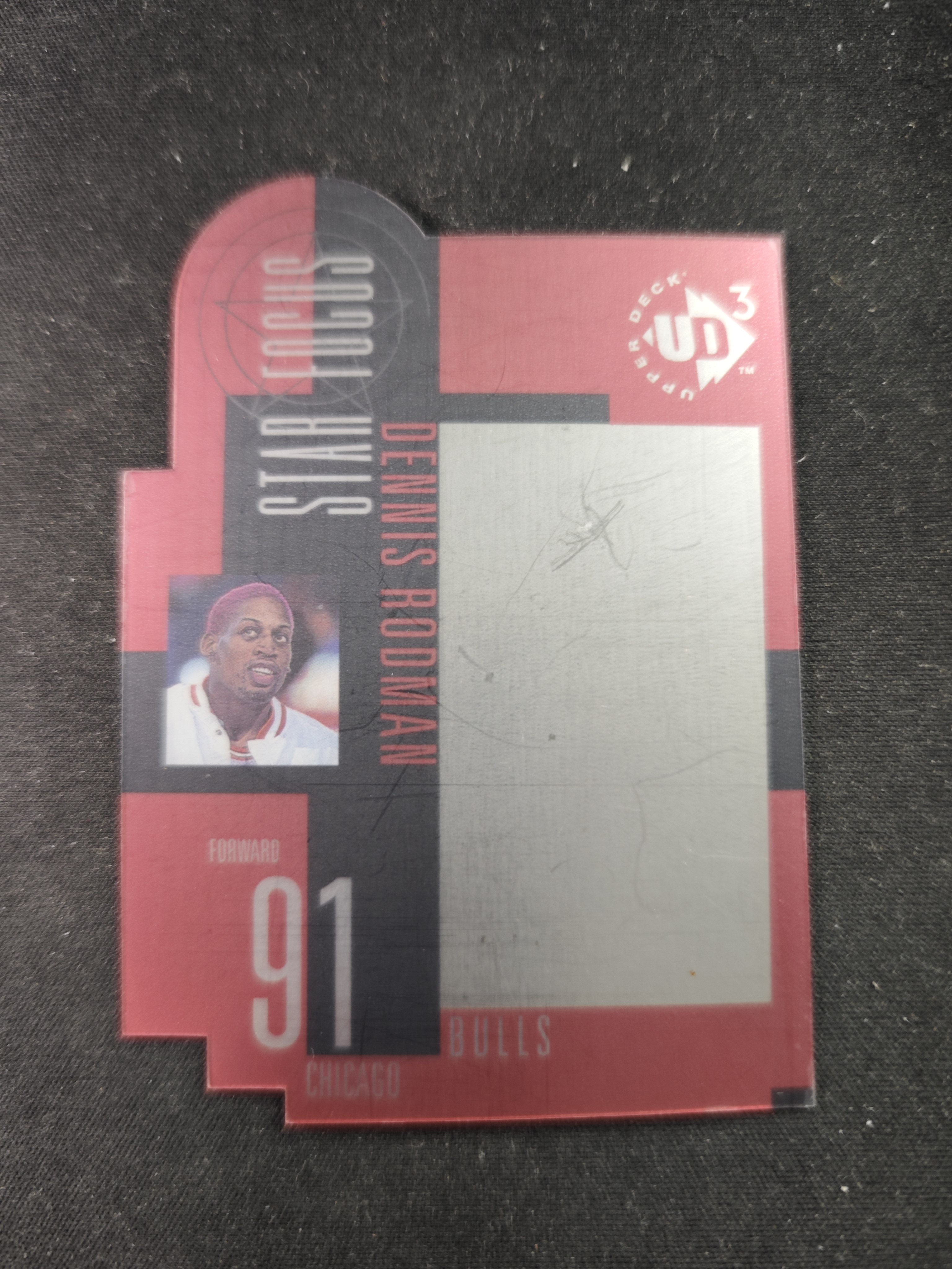 【蛤蟆特卖】丹尼斯 罗德曼 大虫 UPPER DECK UD3 胶片材质 经典反光设计 超级漂亮 绝版好卡 稀有老特 选图超帅 边角轻微起皮 卡面划痕 卡品如图 专收必备!