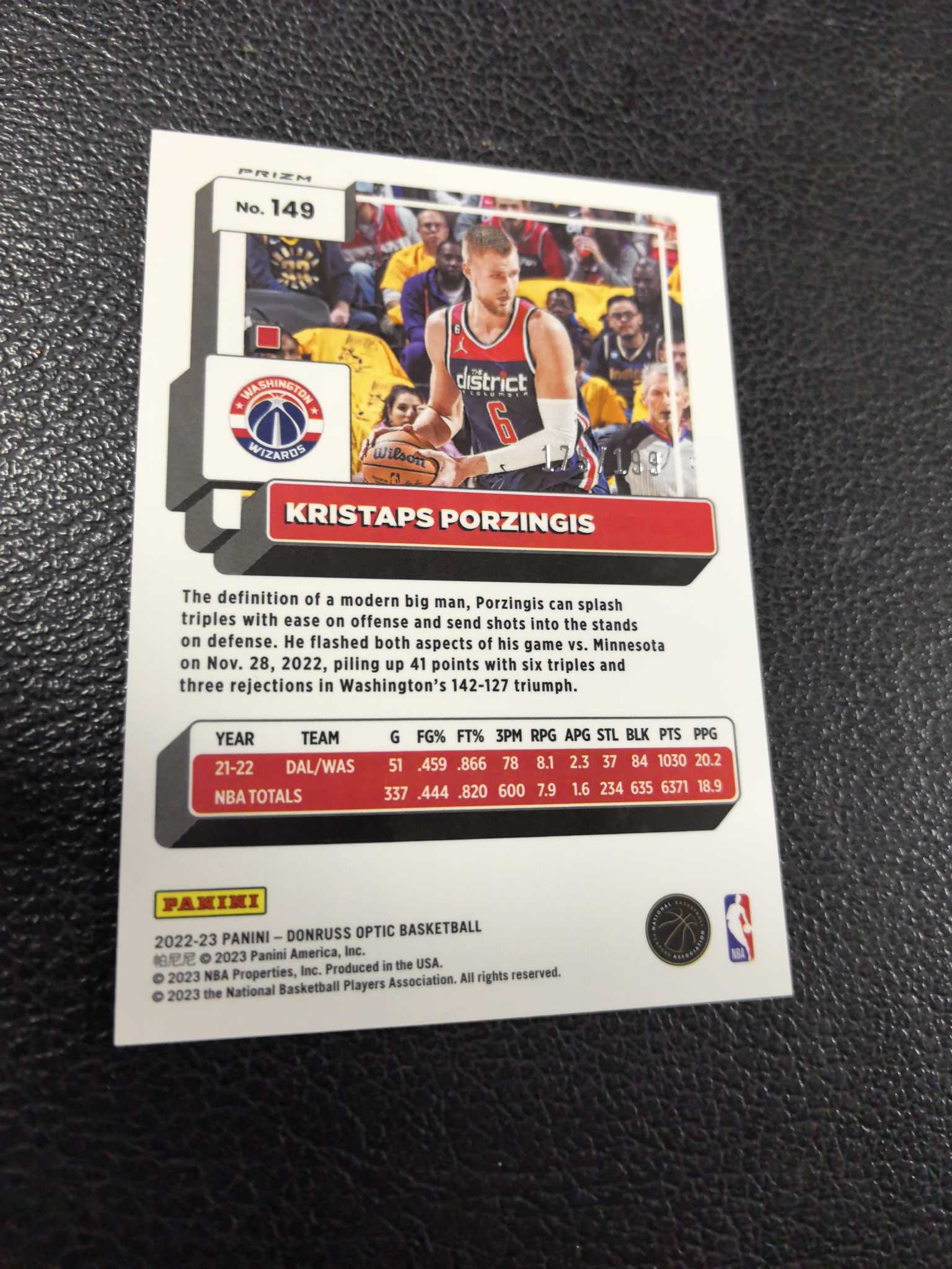 2022-23 波尔津吉斯 奇才 独行侠 199编 op 橙折 10-9