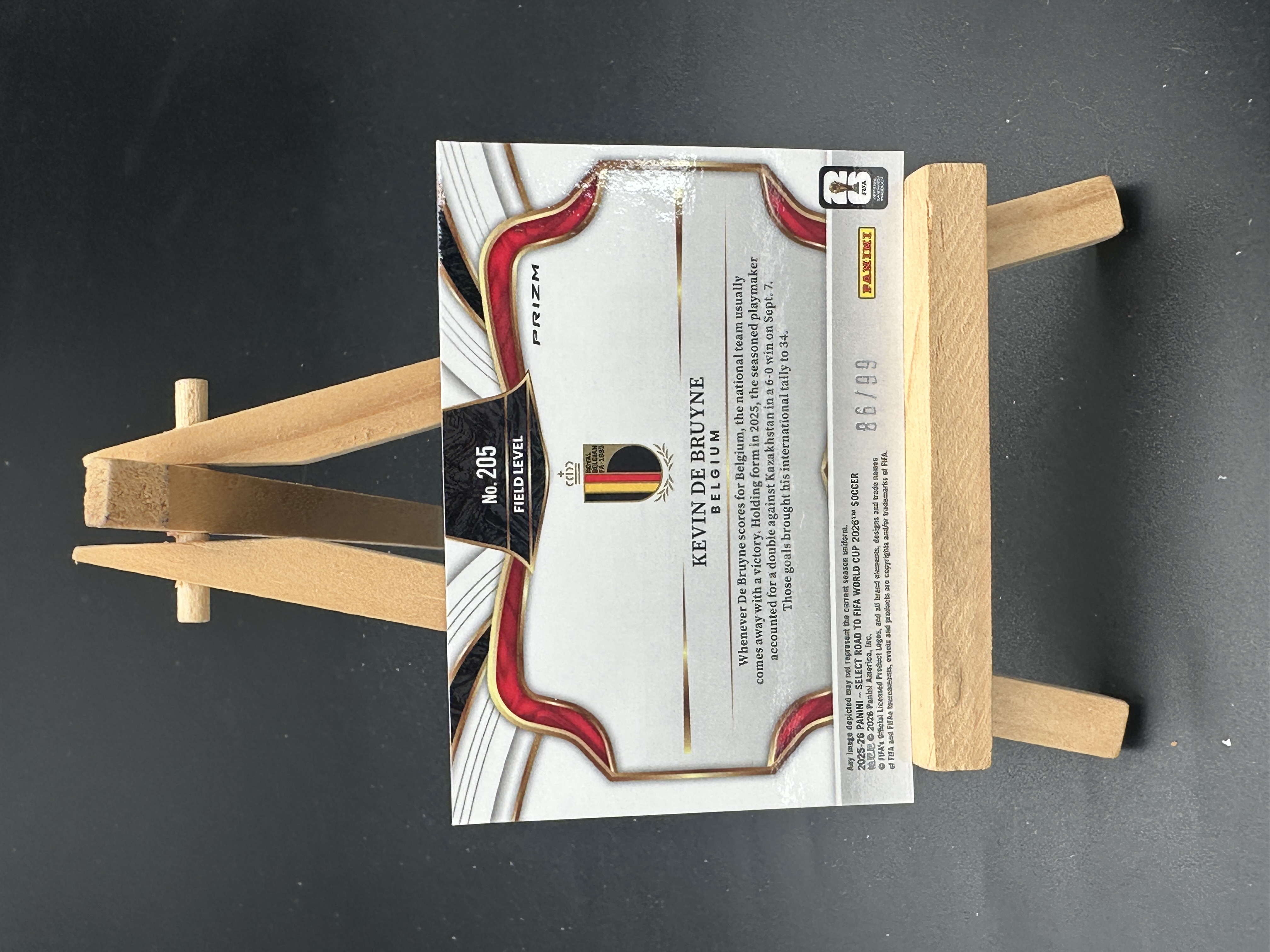 Panini Select通向2026世界杯【闪拍代拍】德布劳内 比利时 Field Level 粉折 86/99编 卡品如图【斐然 H01】